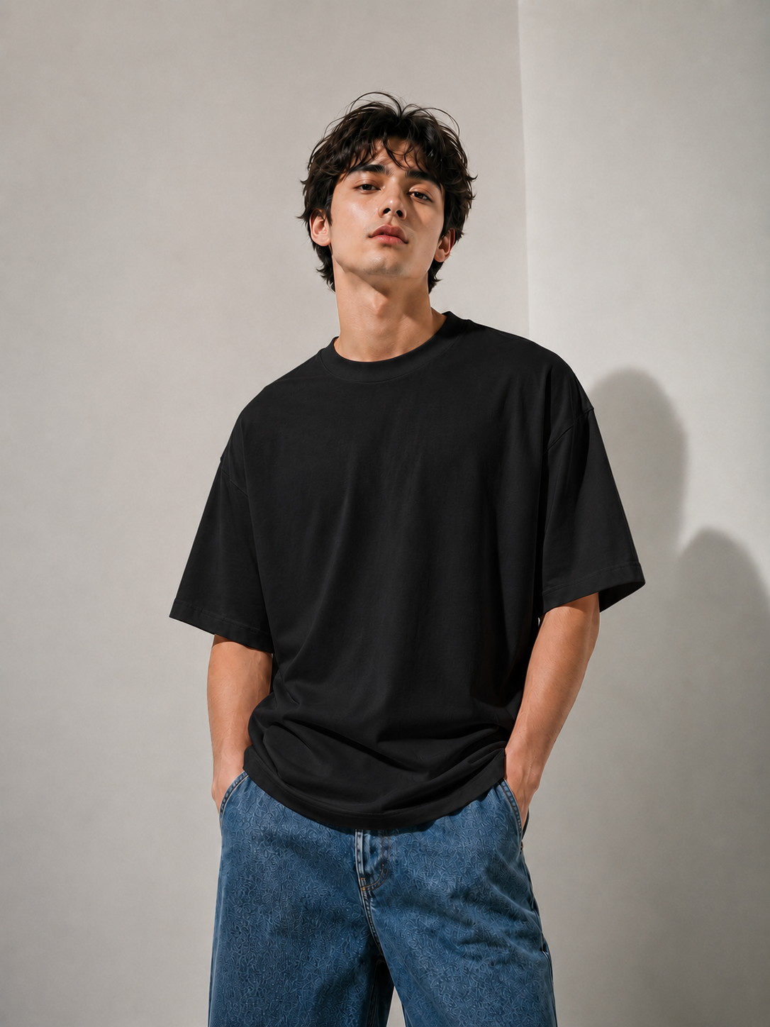 EVERYCLOTHING Signature Black Oversized T-Shirt