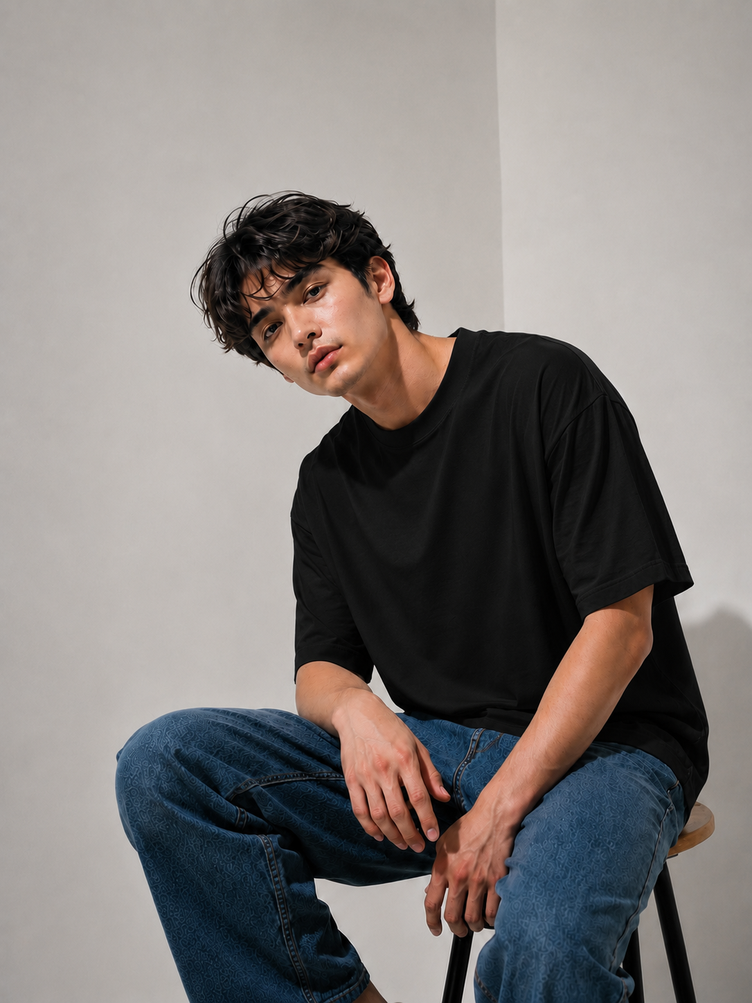 EVERYCLOTHING Signature Black Oversized T-Shirt
