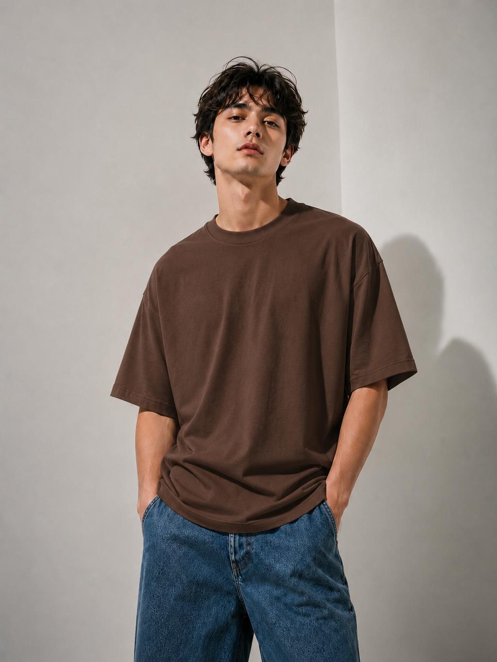 EVERYCLOTHING Signature Brown Oversized T-Shirt
