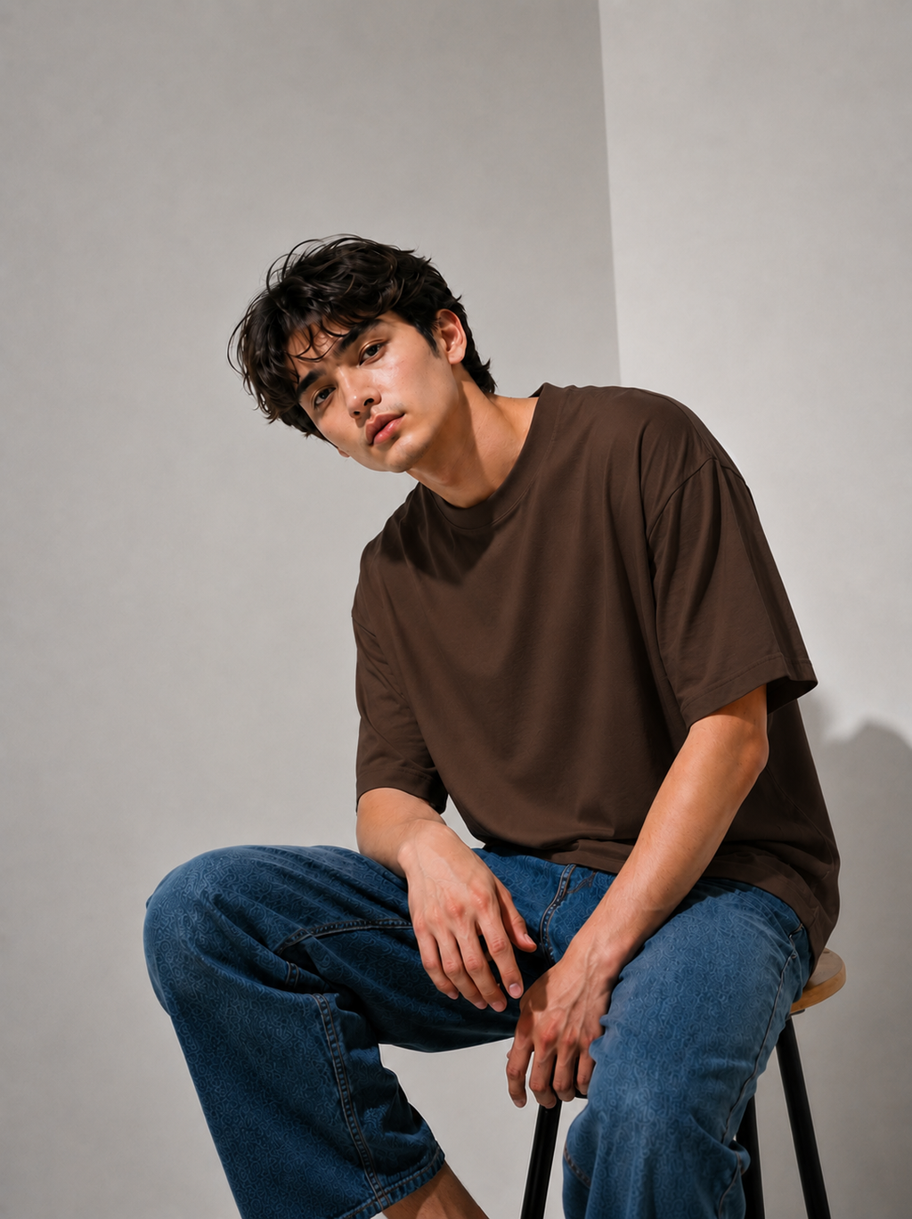 EVERYCLOTHING Signature Brown Oversized T-Shirt