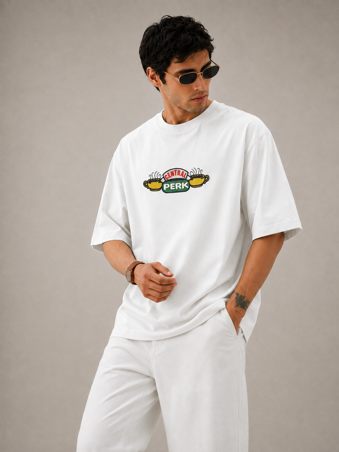 Central Perk Embroidered Oversized T-Shirt