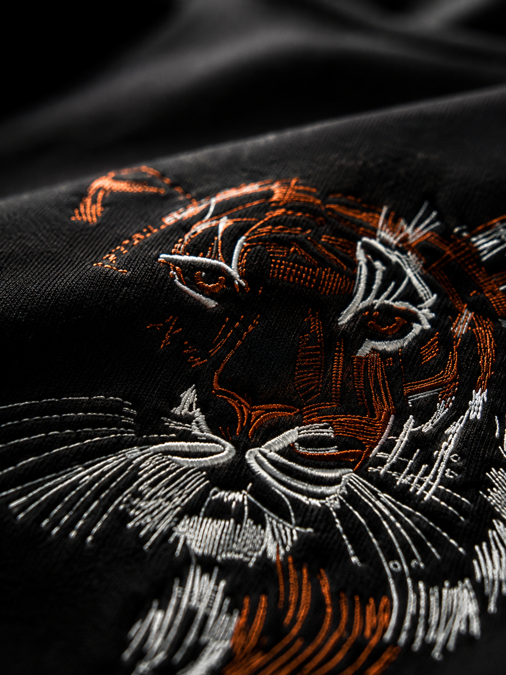 Tiger Face Back Side Embroidered Oversized T-Shirt
