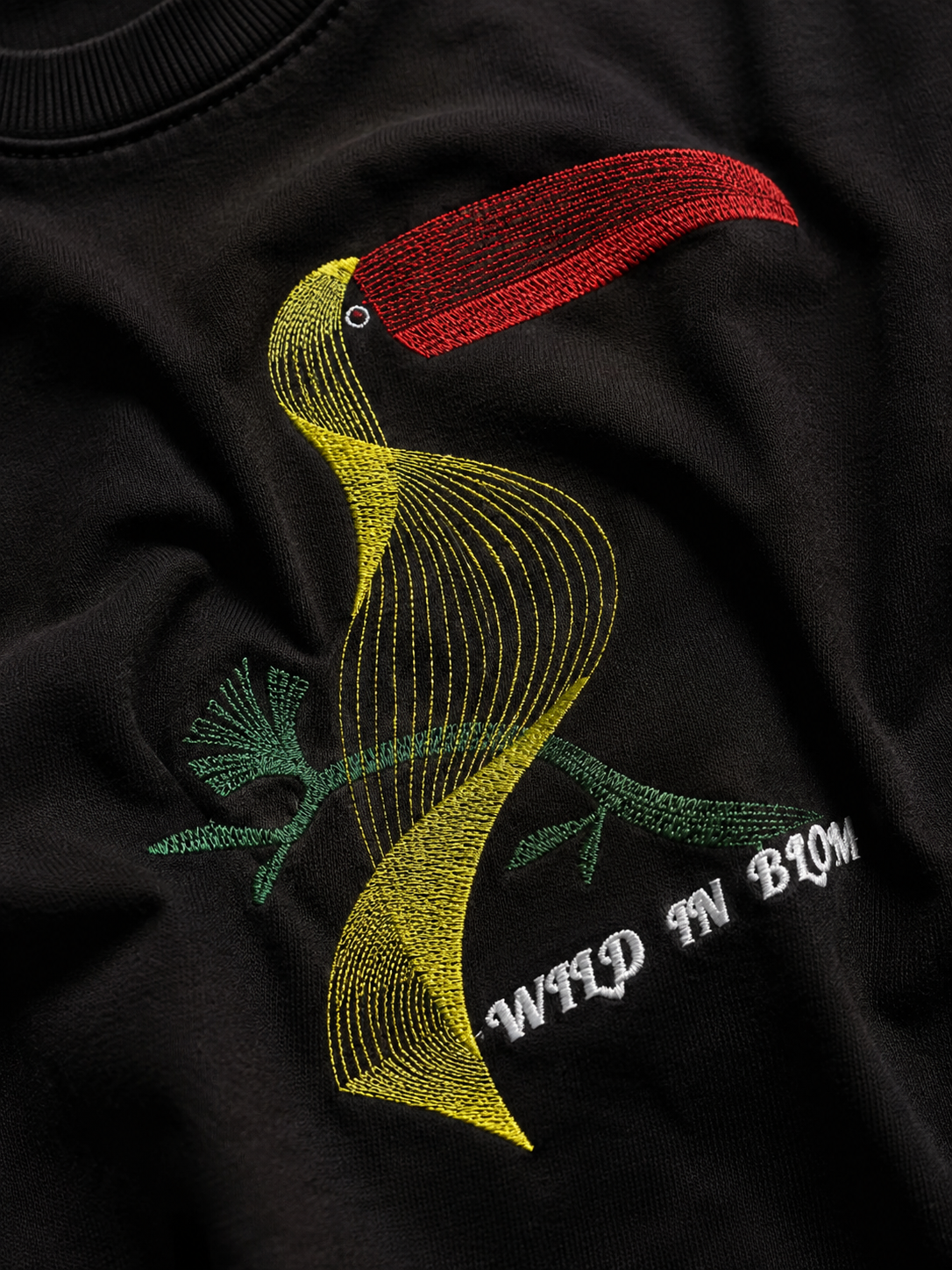 Toucan Bloom Embroidered Oversized T-Shirt