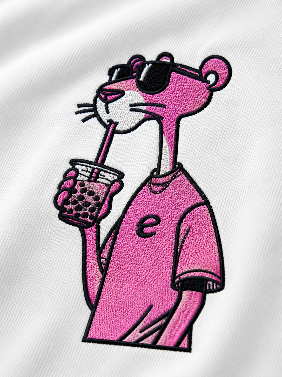 Cool Panther Embroidered Oversized T-Shirt
