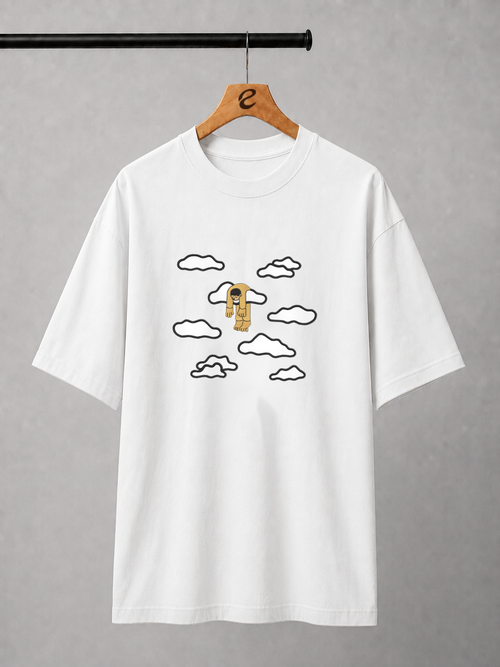 Cloud Drift Embroidered Oversized T-Shirt