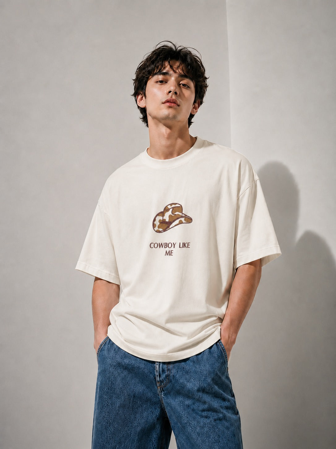 Cowboy Hat Embroidered Oversized T-Shirt