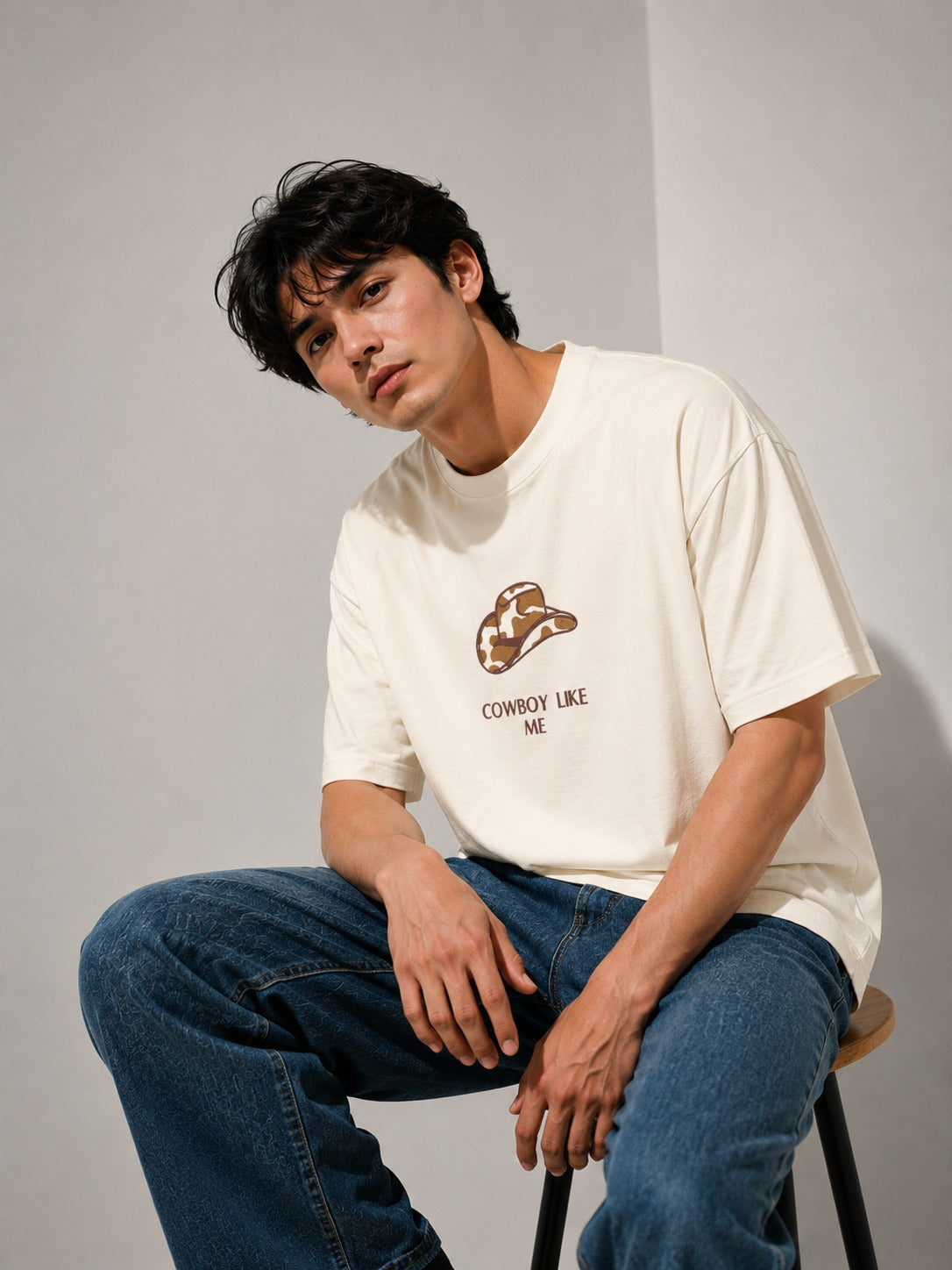 Cowboy Hat Embroidered Oversized T-Shirt