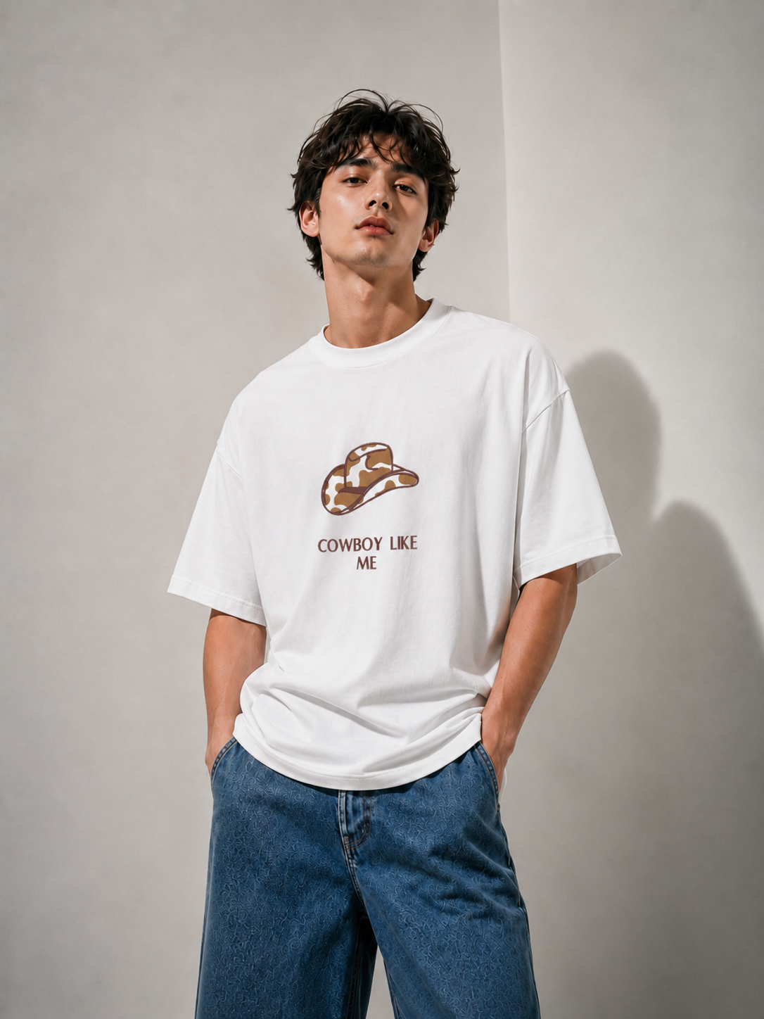 Cowboy Hat Embroidered Oversized T-Shirt