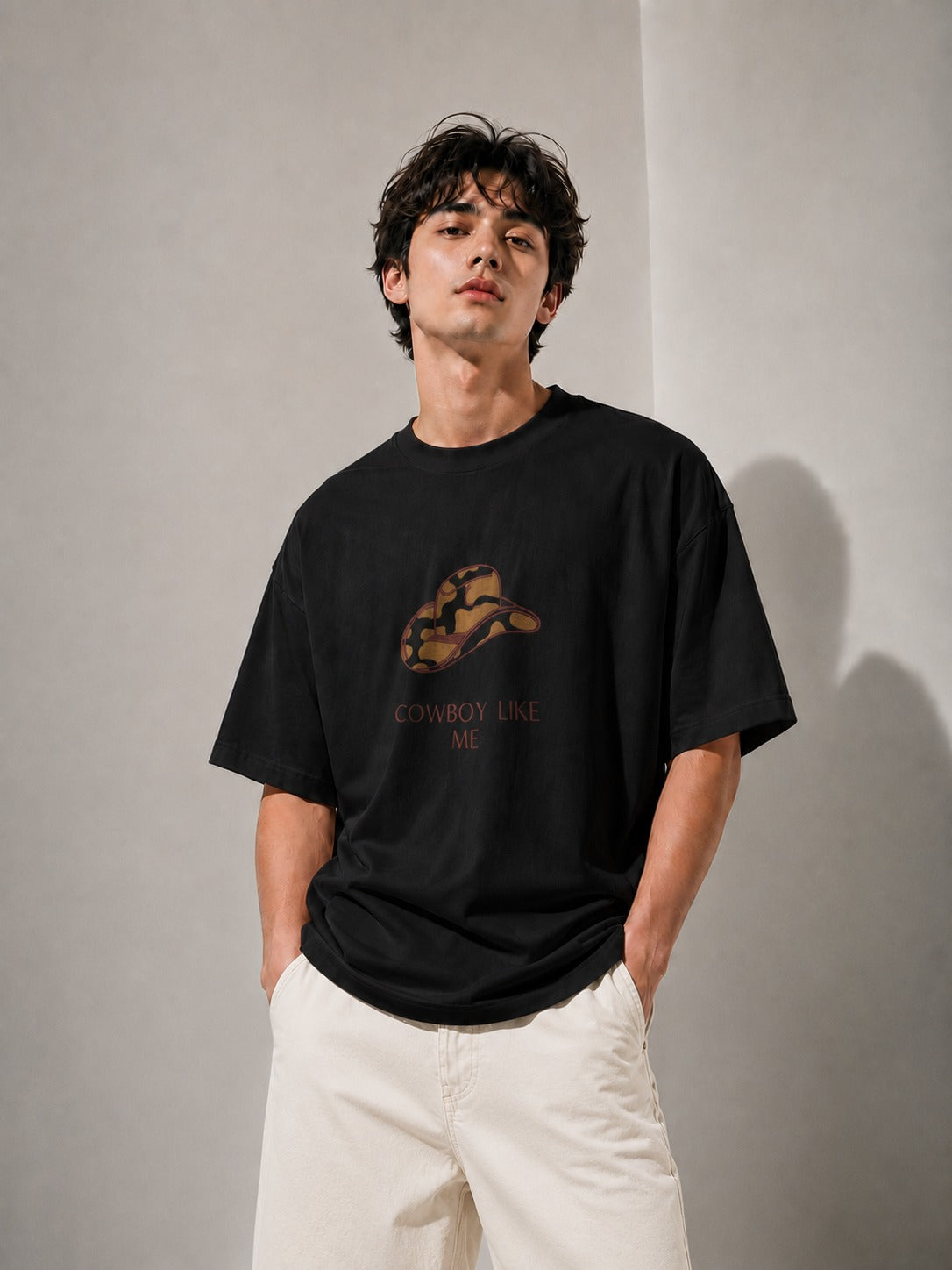 Cowboy Hat Embroidered Oversized T-Shirt