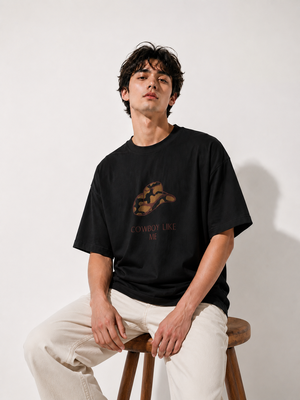 Cowboy Hat Embroidered Oversized T-Shirt