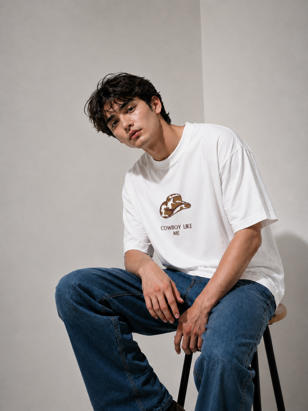 Cowboy Hat Embroidered Oversized T-Shirt