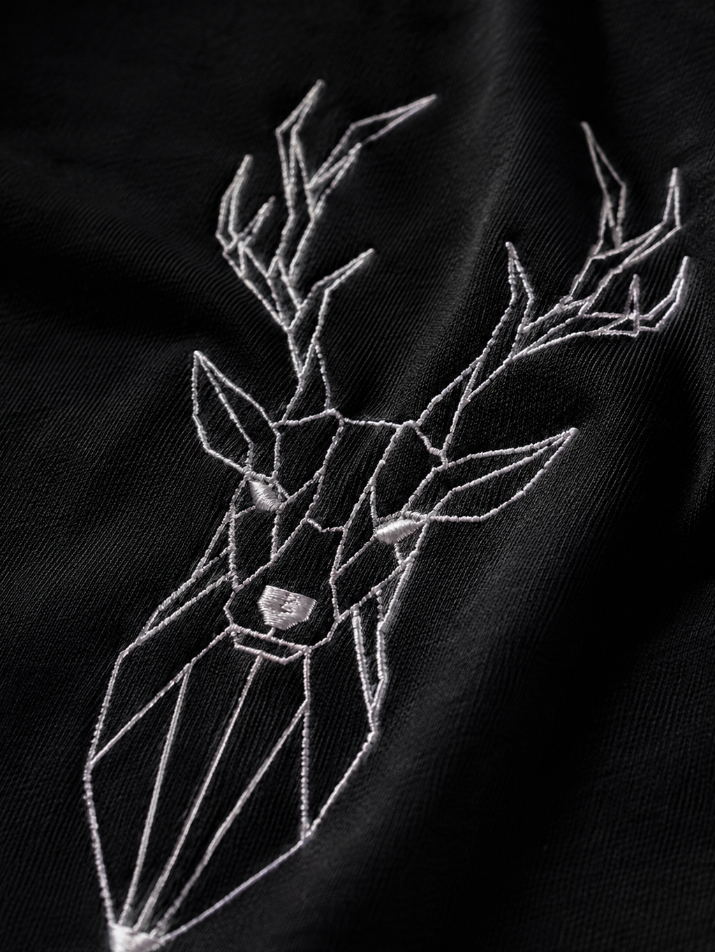 Geometric Stag Embroidered Oversized T-Shirt