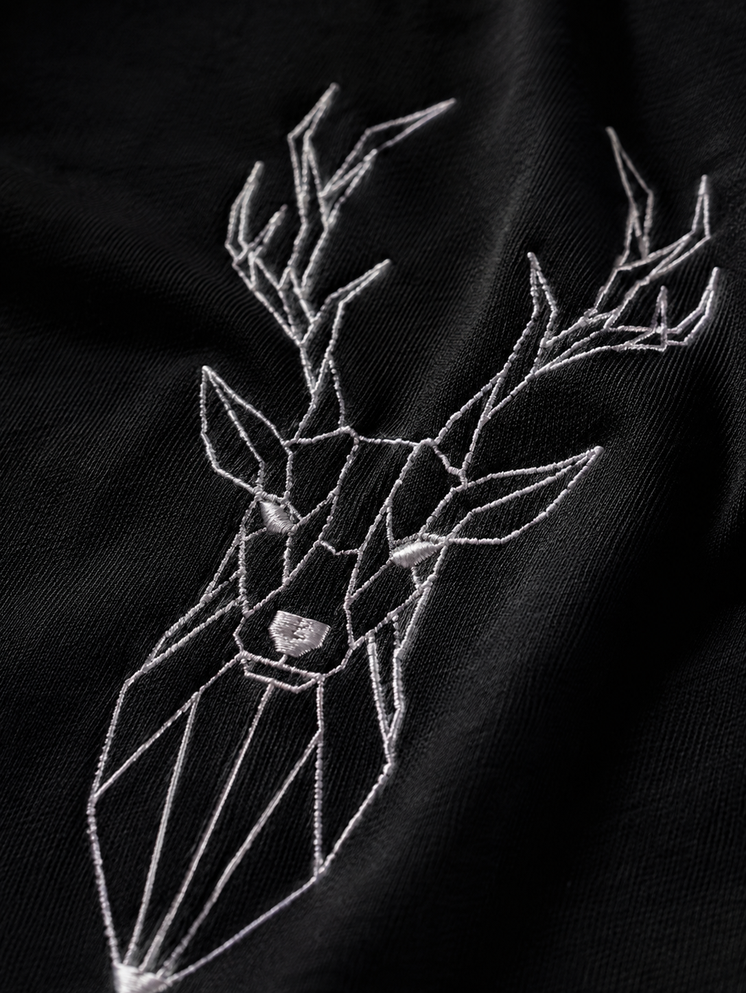 Geometric Stag Embroidered Oversized T-Shirt