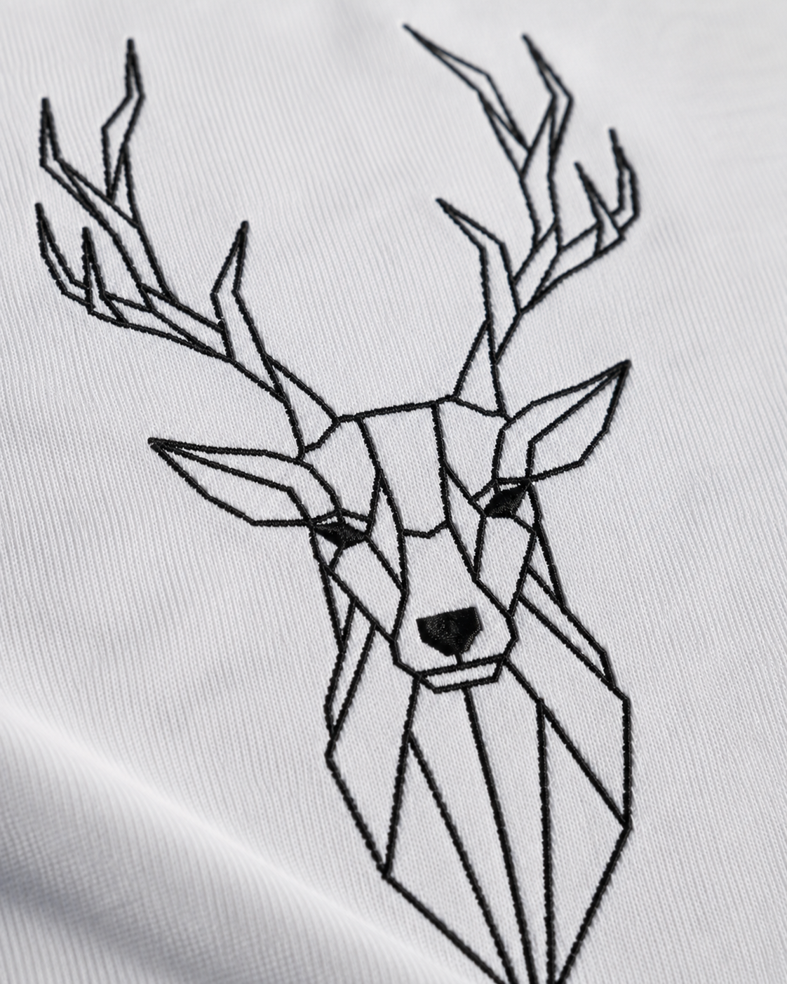 Geometric Stag Embroidered Oversized T-Shirt