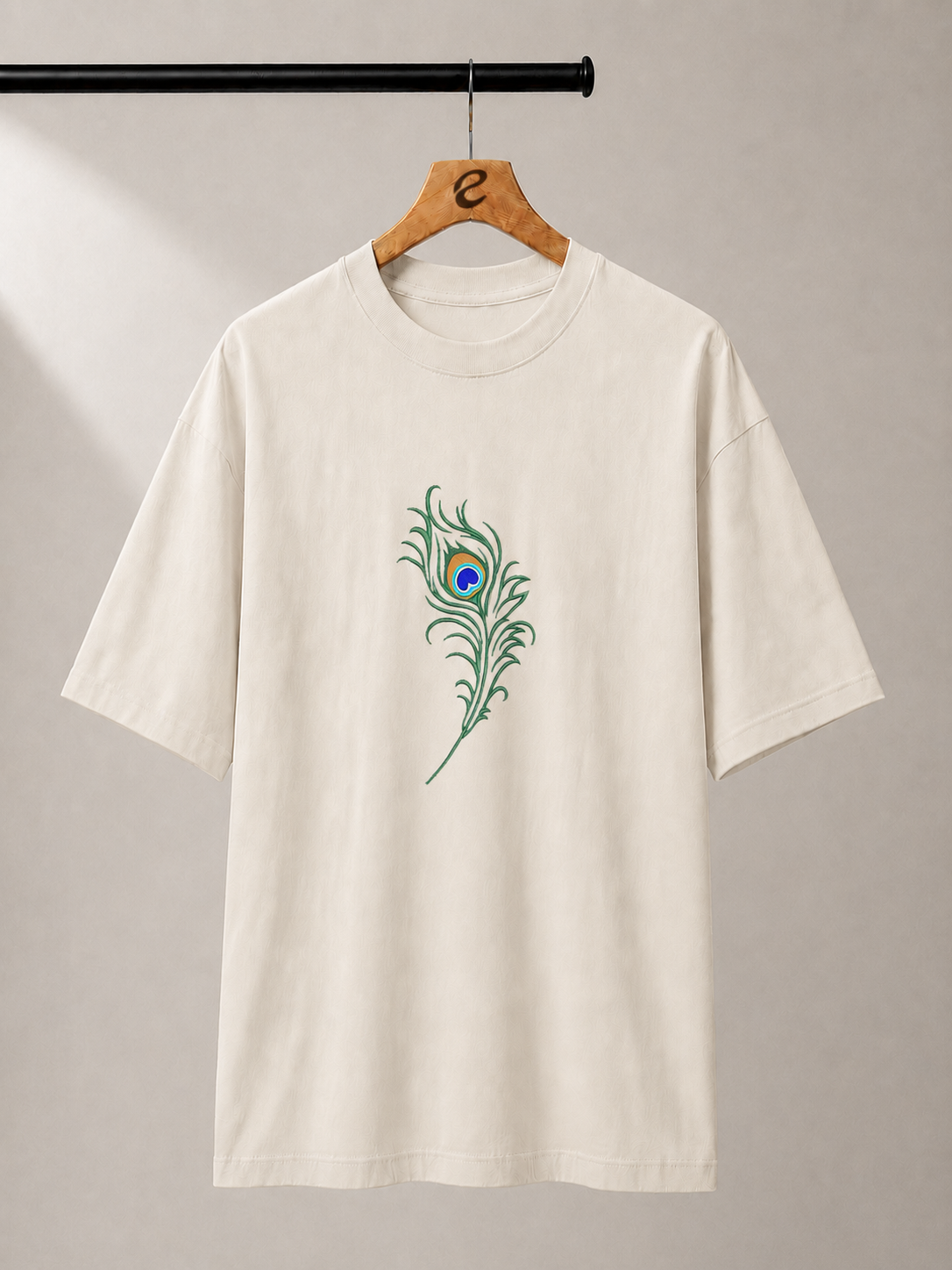 Divine Feather Embroidered Oversized T-Shirt