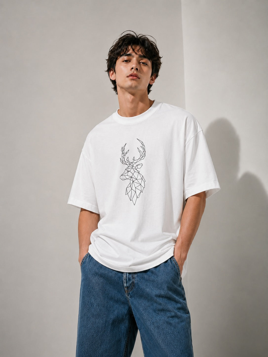 Geometric Monarch Embroidered Oversized T-Shirt