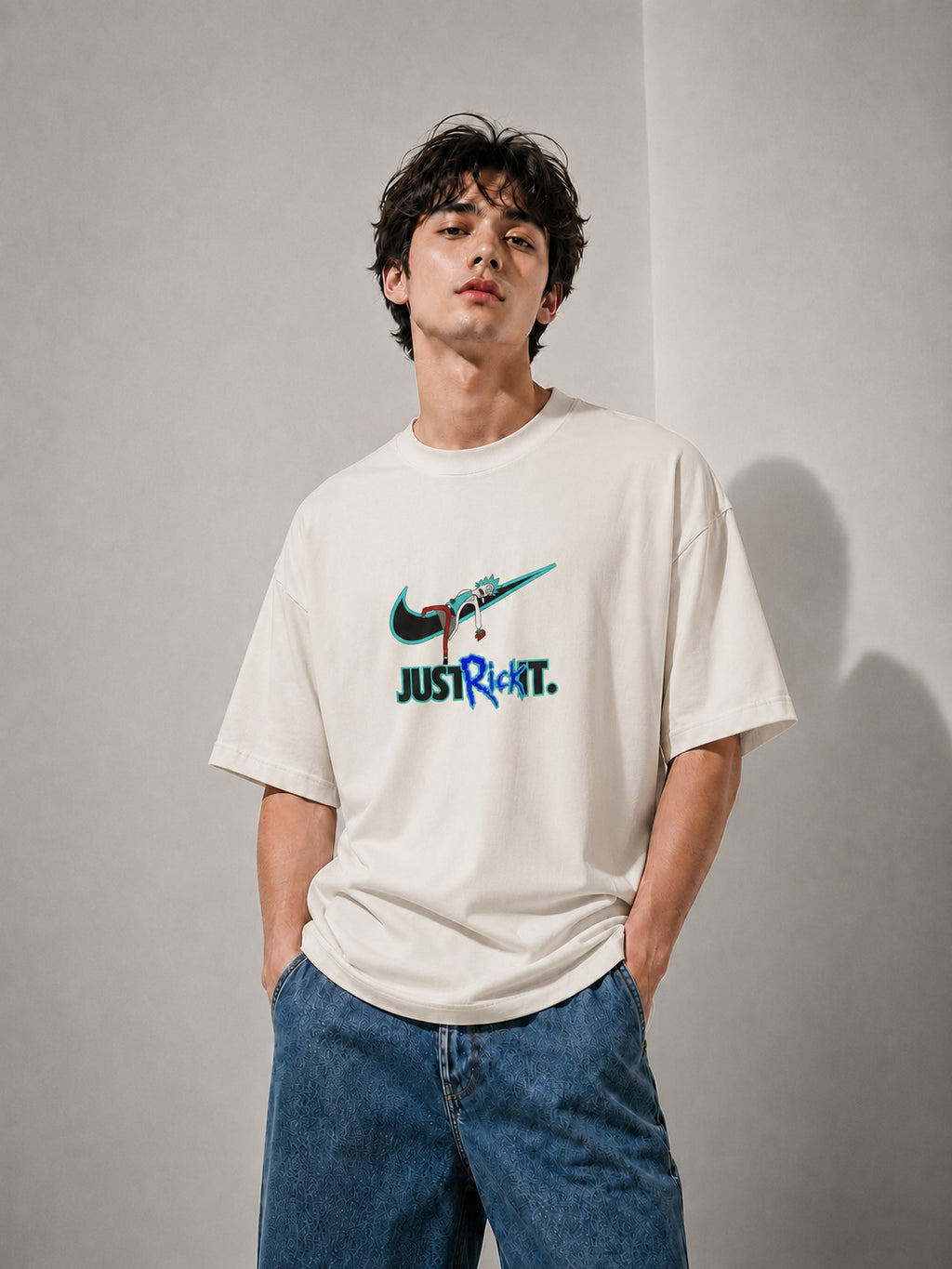 Just Rick It Embroidered Oversized T-Shirt