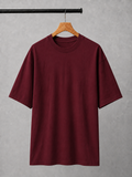 EVERYCLOTHING Signature Maroon Oversized T-Shirt