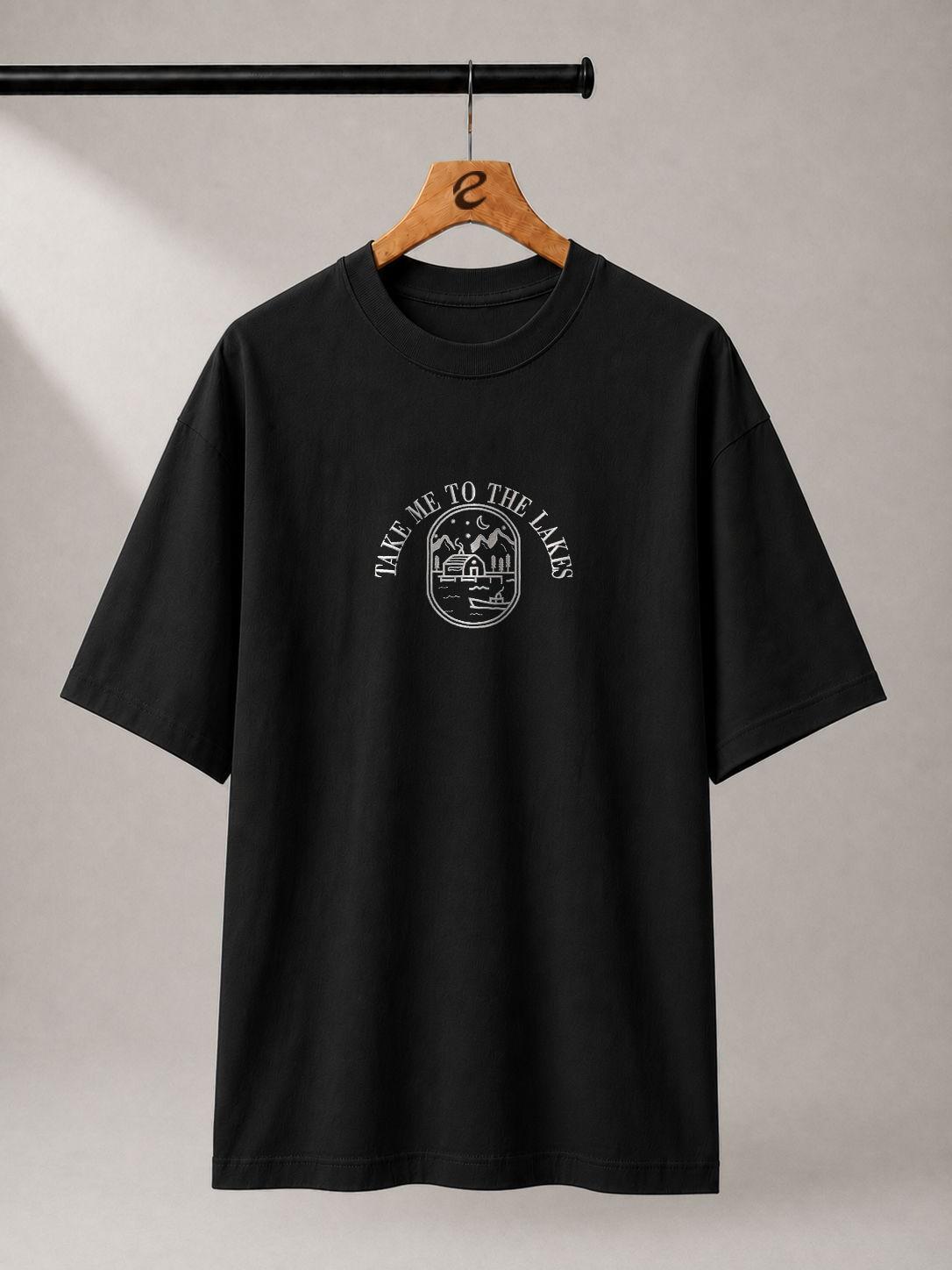 Midnight Lakes Embroidered Oversized T-Shirt