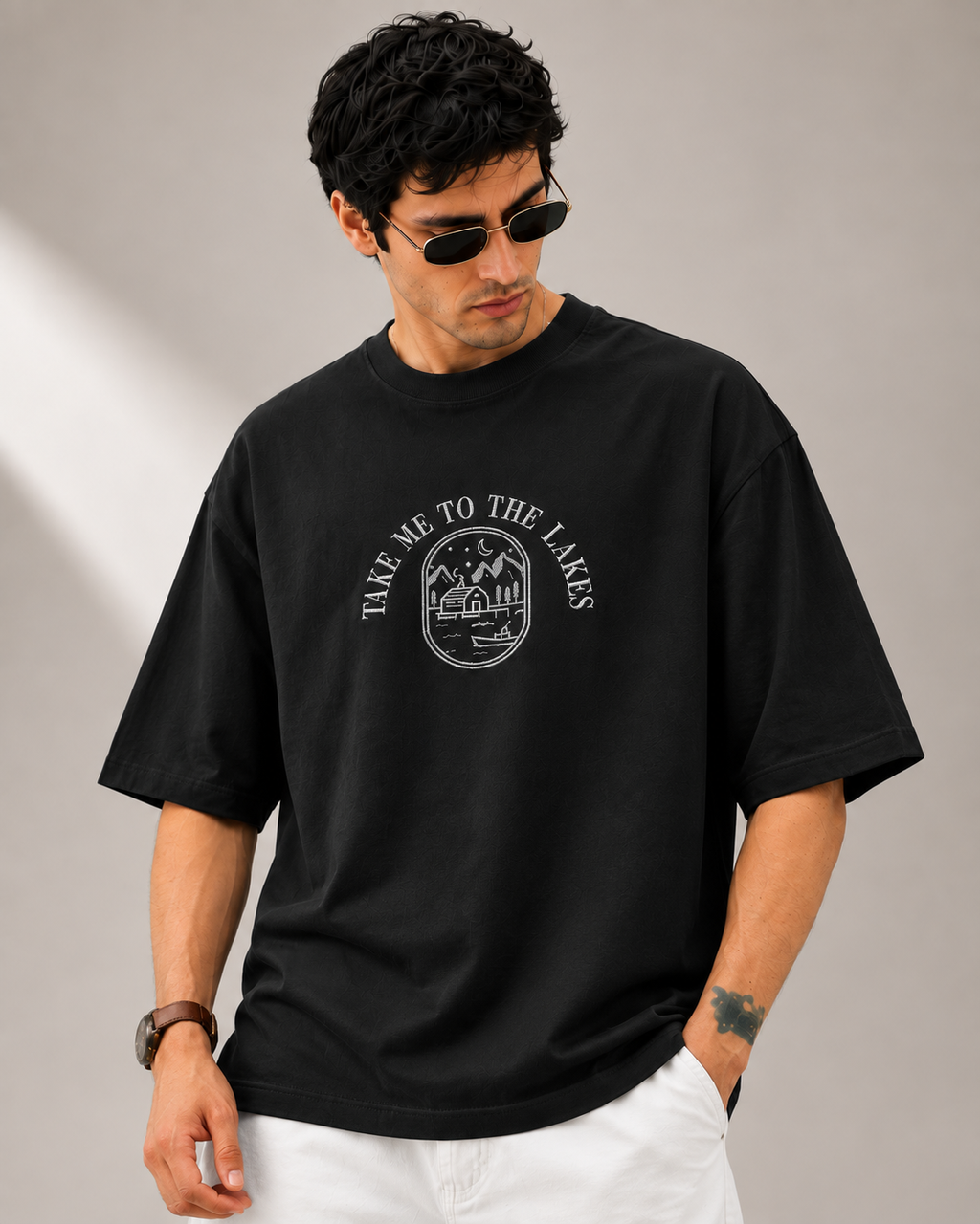 Midnight Lakes Embroidered Oversized T-Shirt