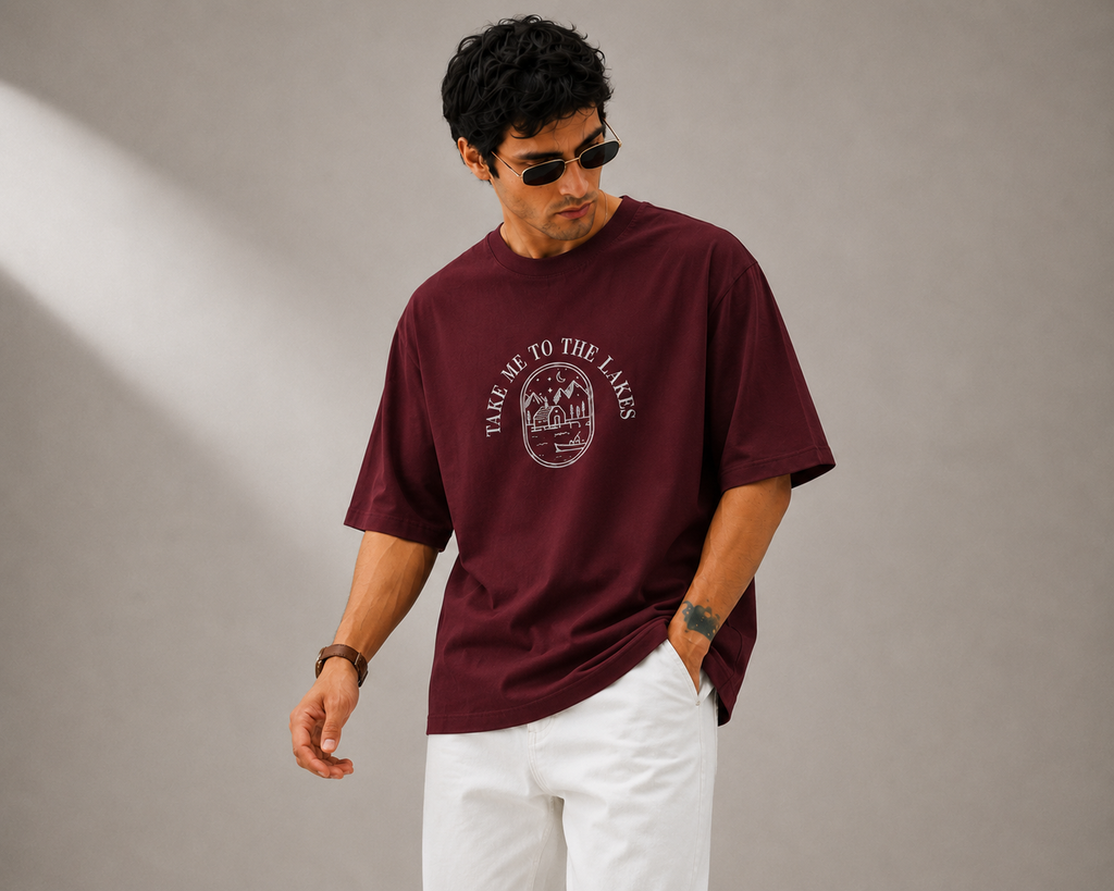 Midnight Lakes Embroidered Oversized T-Shirt