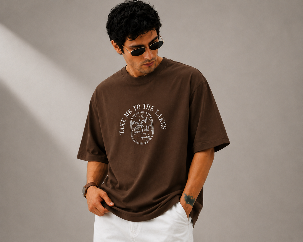 Midnight Lakes Embroidered Oversized T-Shirt