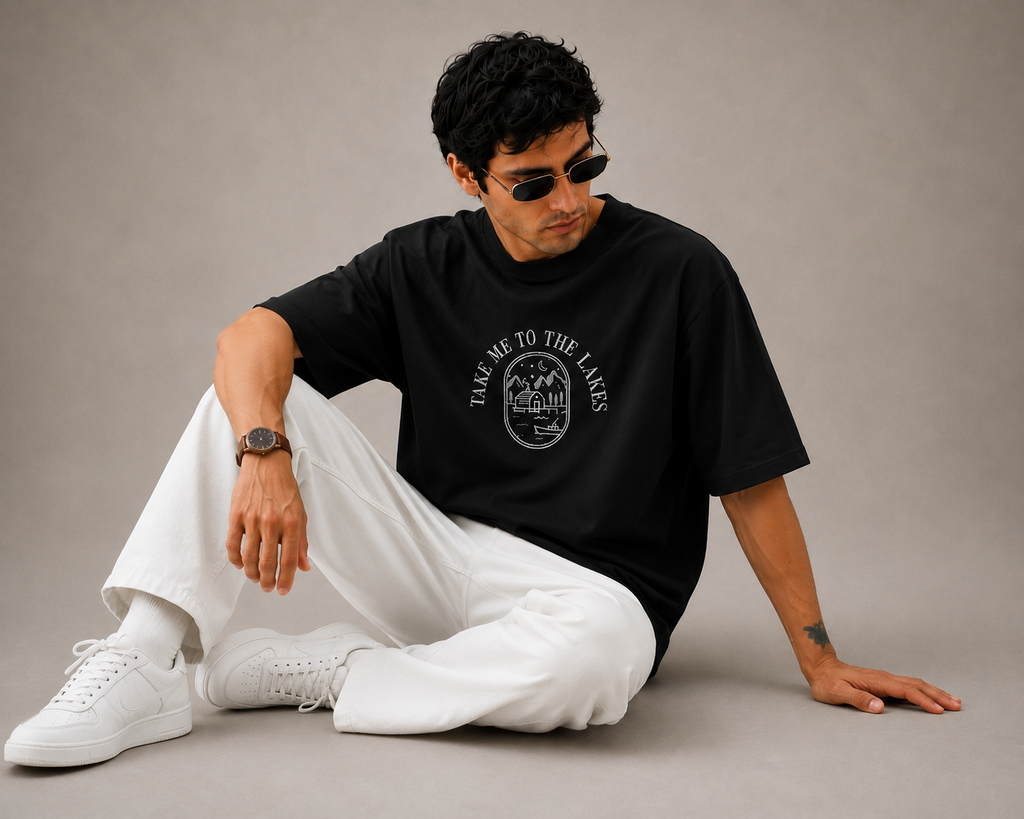Midnight Lakes Embroidered Oversized T-Shirt