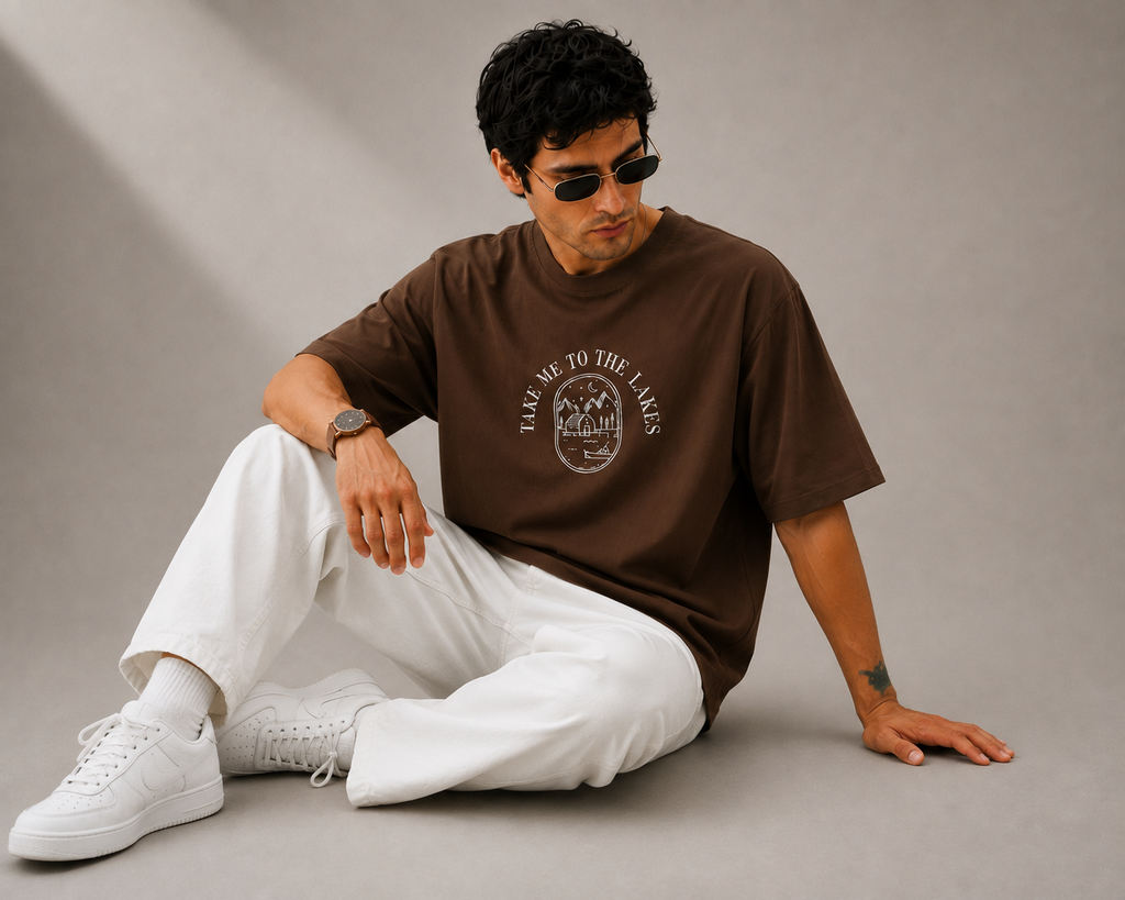 Midnight Lakes Embroidered Oversized T-Shirt