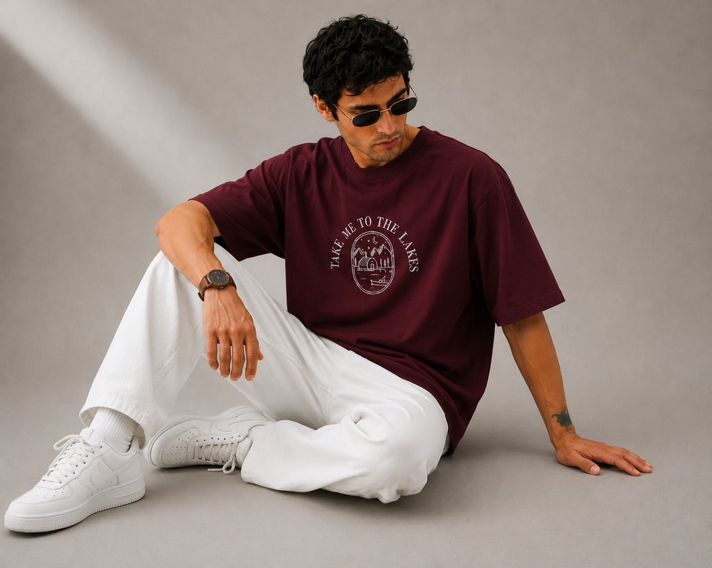 Midnight Lakes Embroidered Oversized T-Shirt