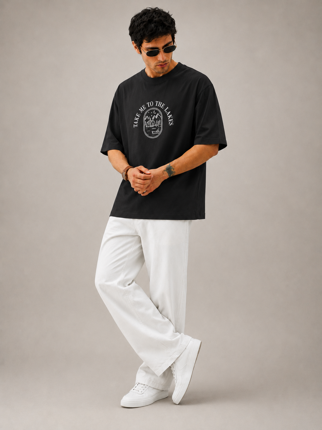 Midnight Lakes Embroidered Oversized T-Shirt