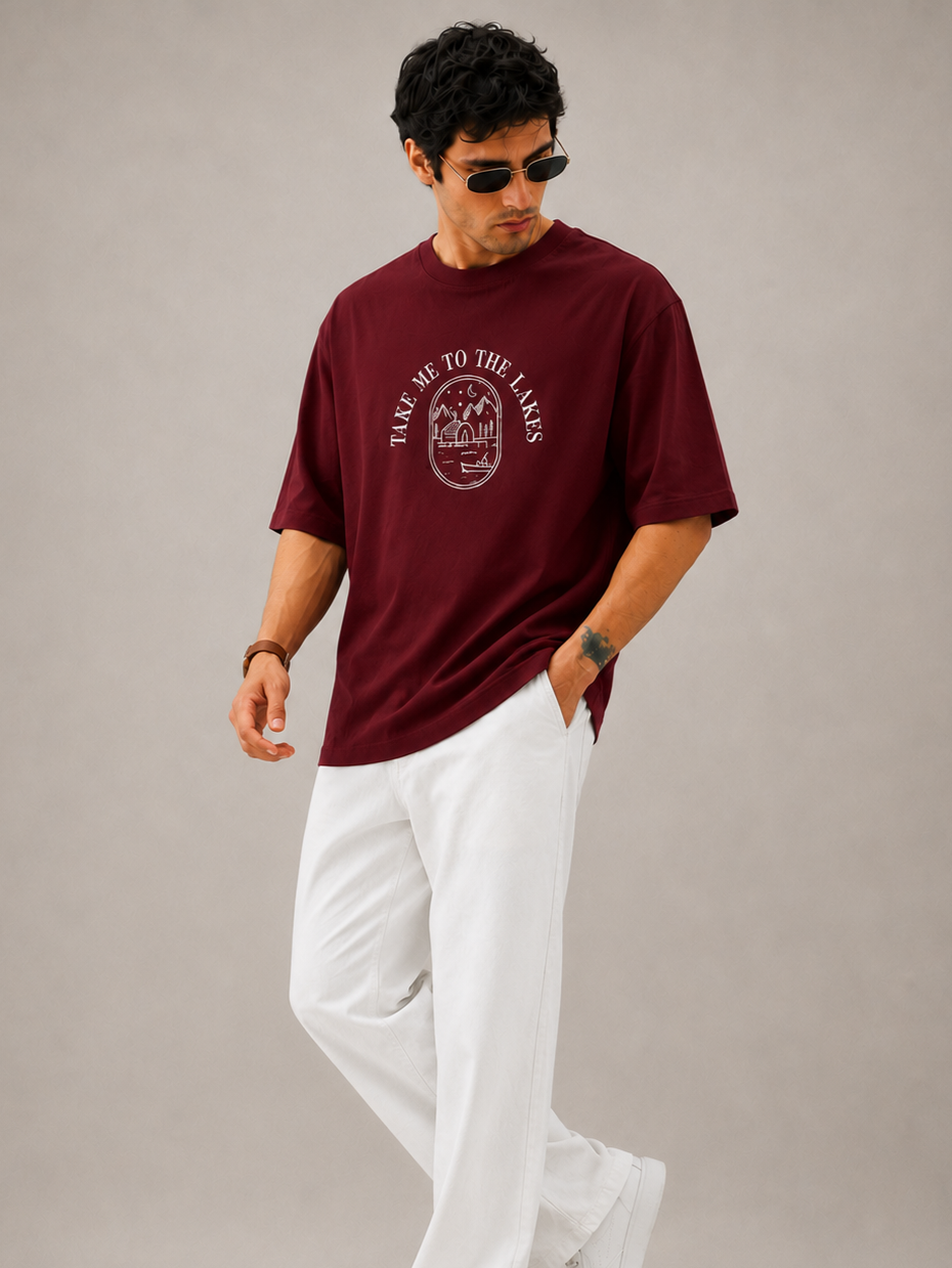 Midnight Lakes Embroidered Oversized T-Shirt