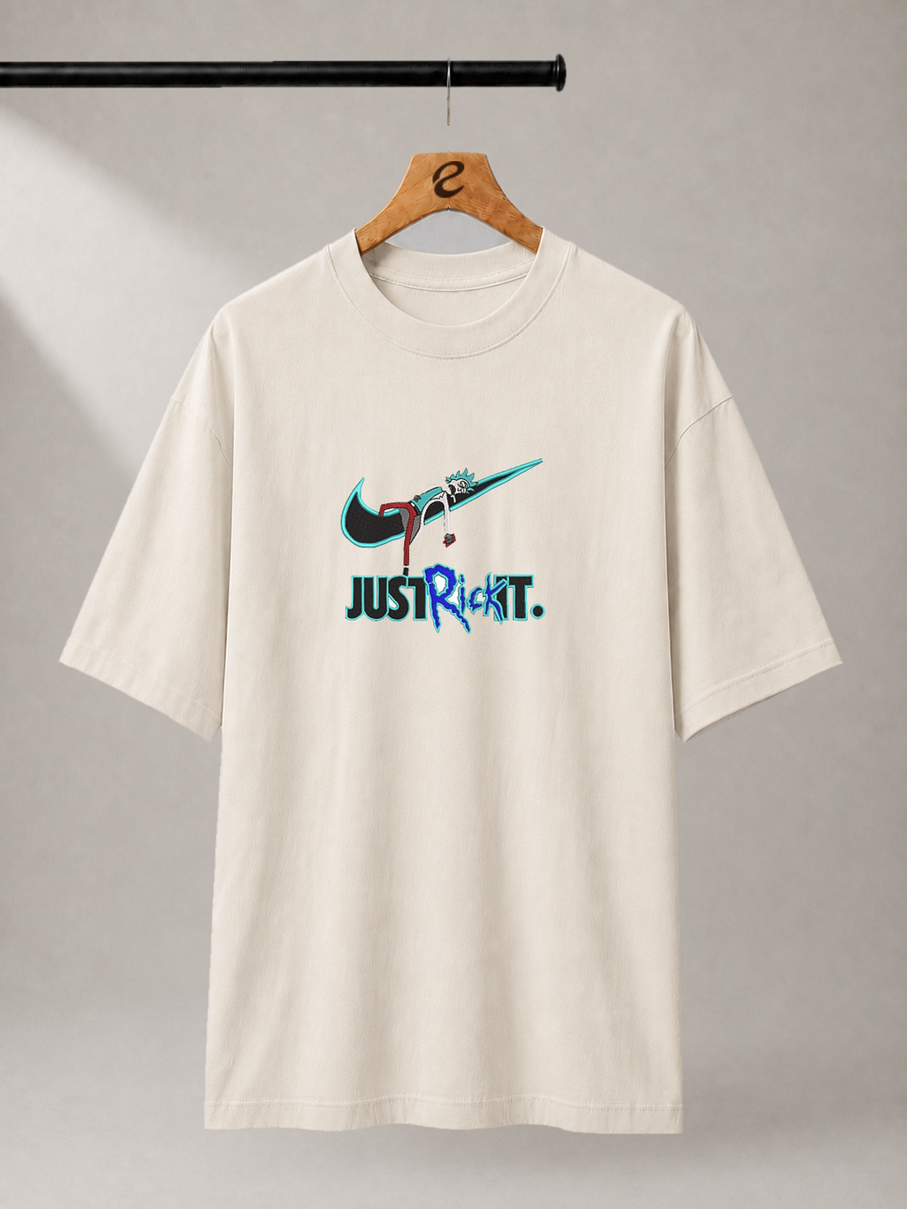 Just Rick It Embroidered Oversized T-Shirt