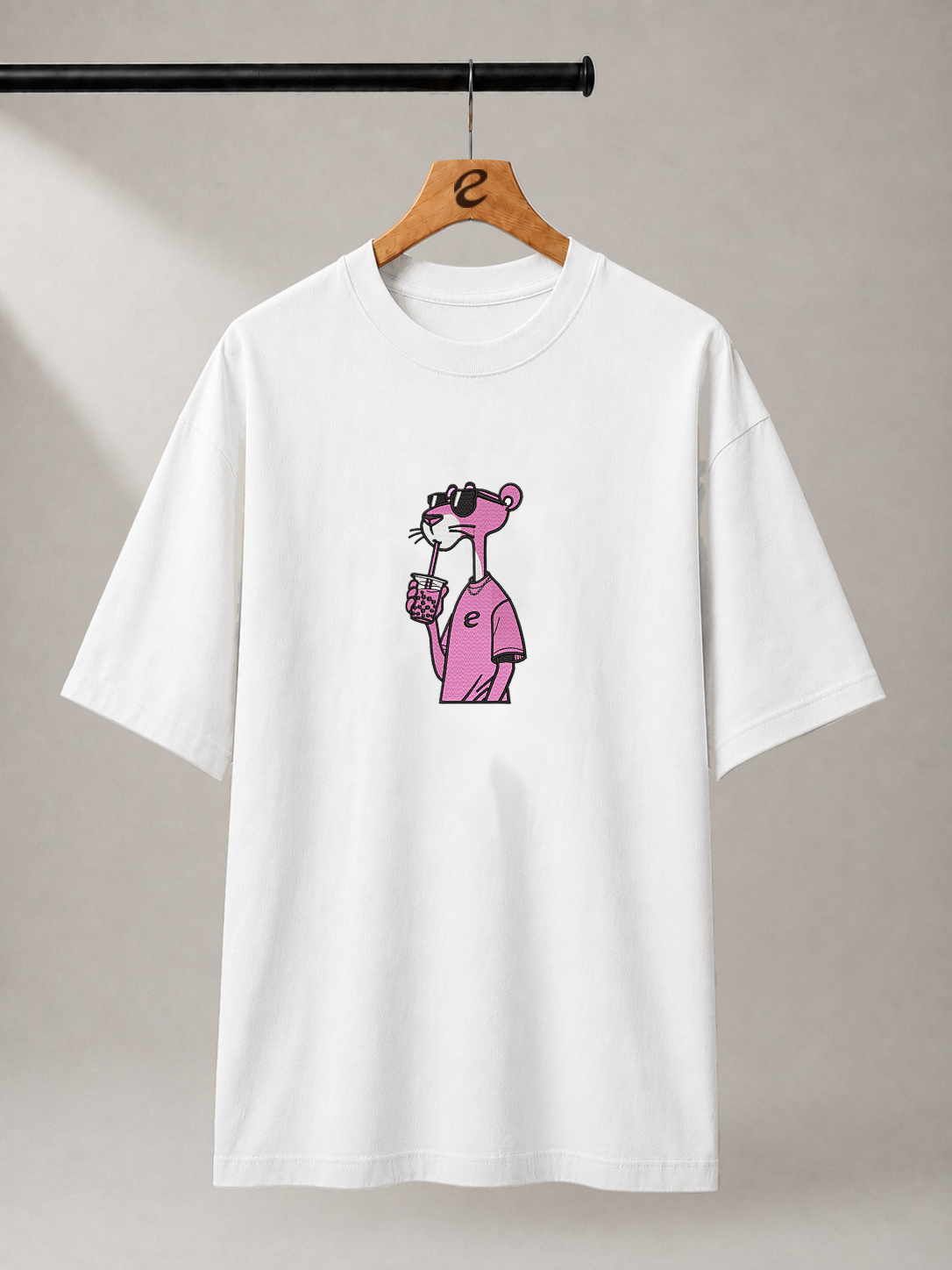 Cool Panther Embroidered Oversized T-Shirt