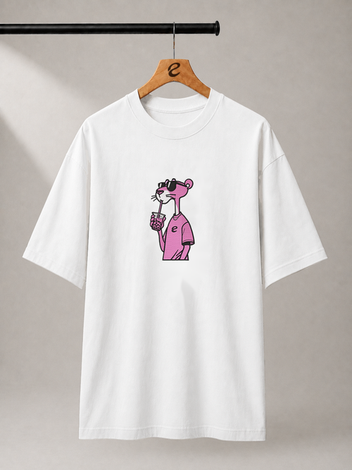 Cool Panther Embroidered Oversized T-Shirt