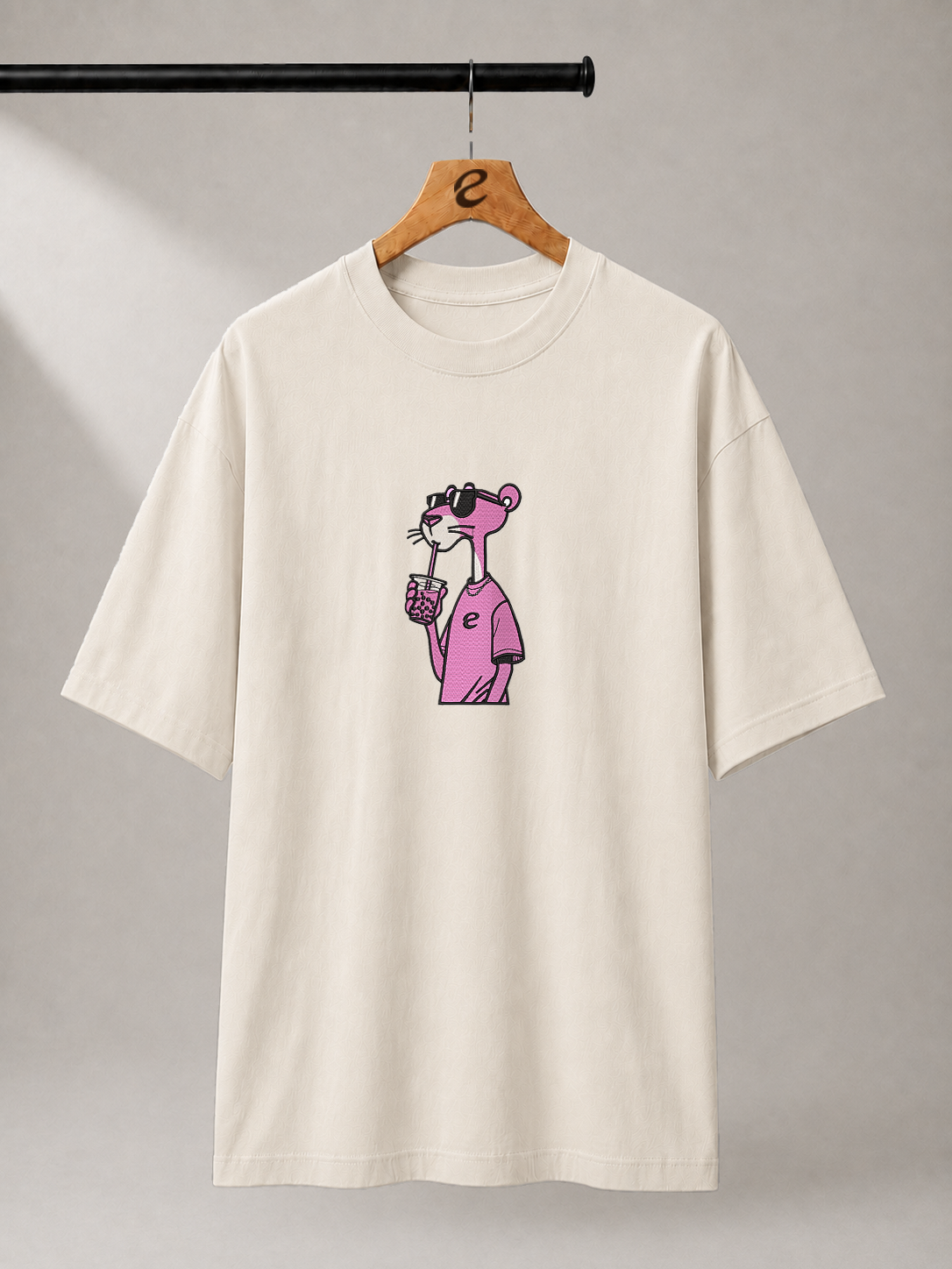 Cool Panther Embroidered Oversized T-Shirt