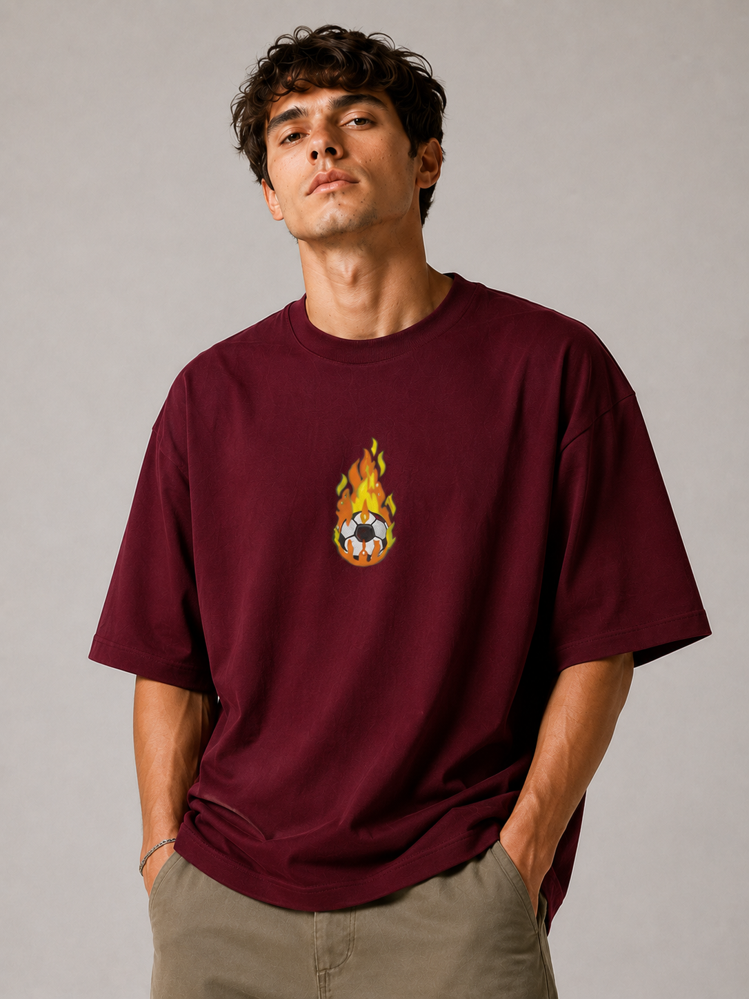 Inferno Kick Embroidered Oversized T-Shirt