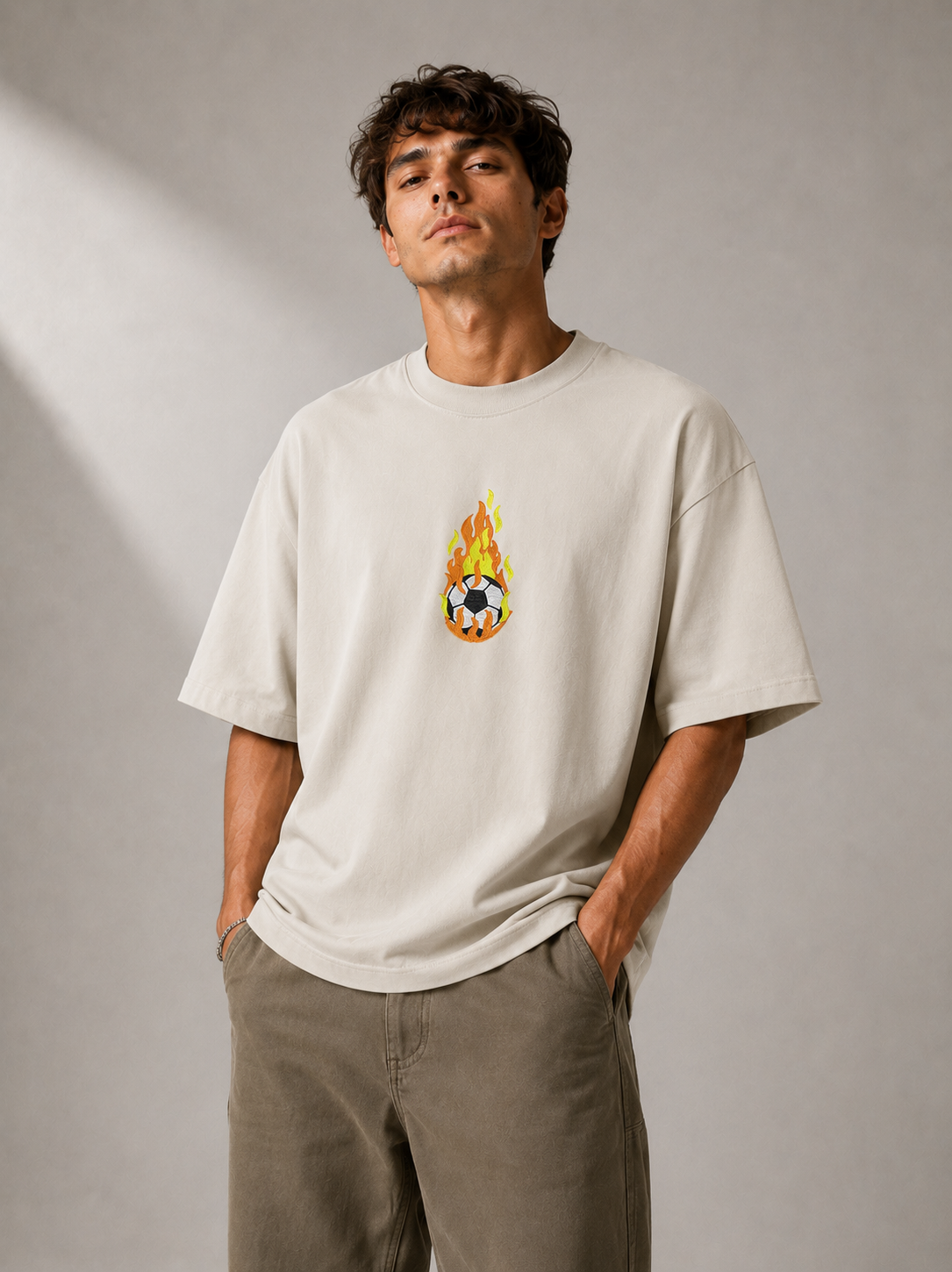 Inferno Kick Embroidered Oversized T-Shirt