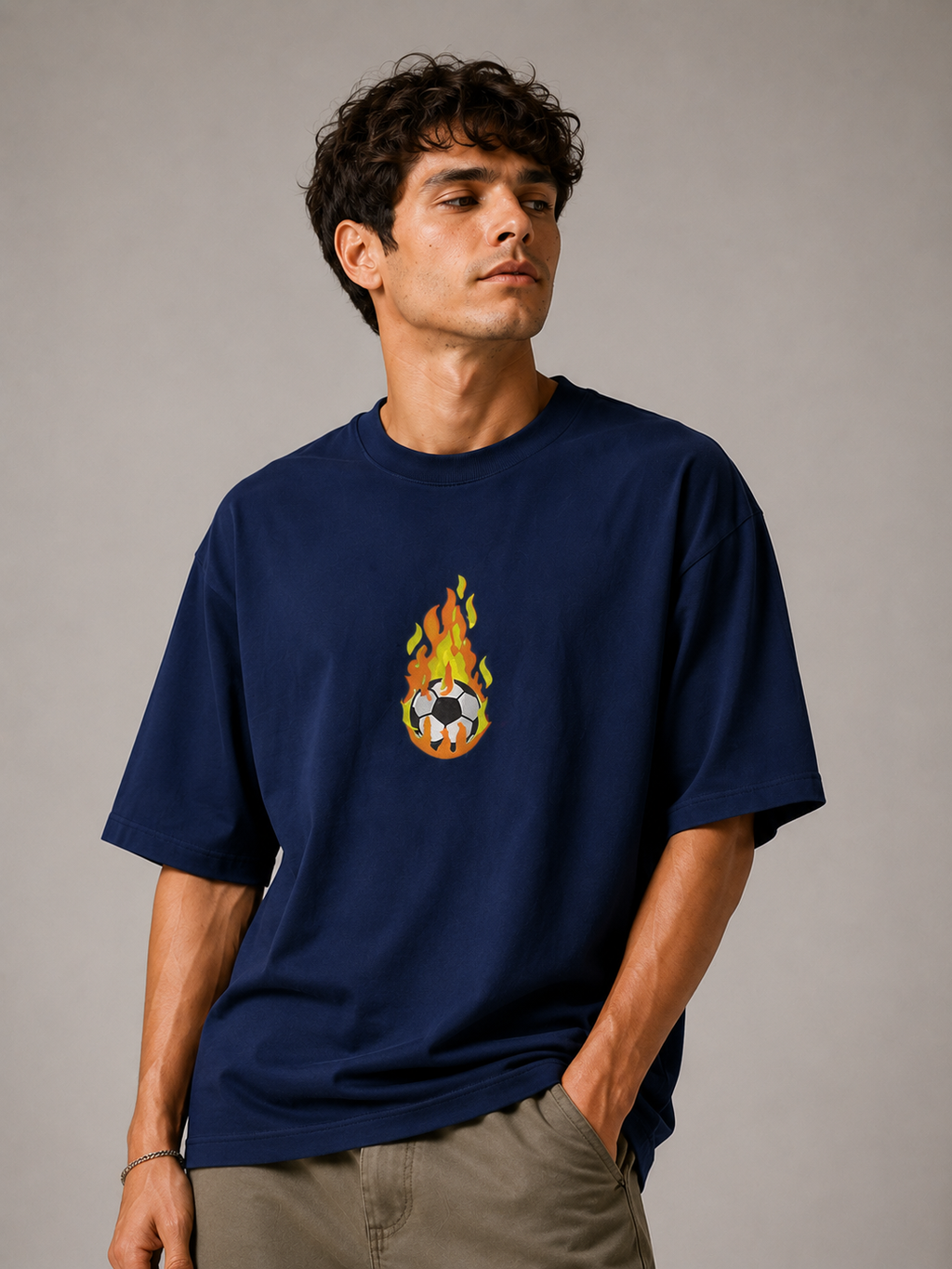 Inferno Kick Embroidered Oversized T-Shirt