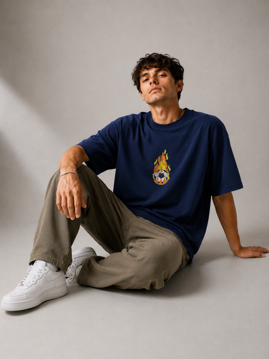 Inferno Kick Embroidered Oversized T-Shirt