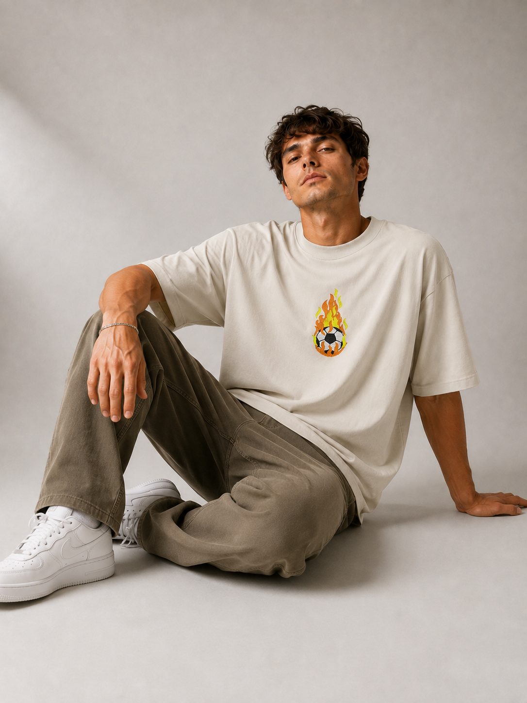 Inferno Kick Embroidered Oversized T-Shirt