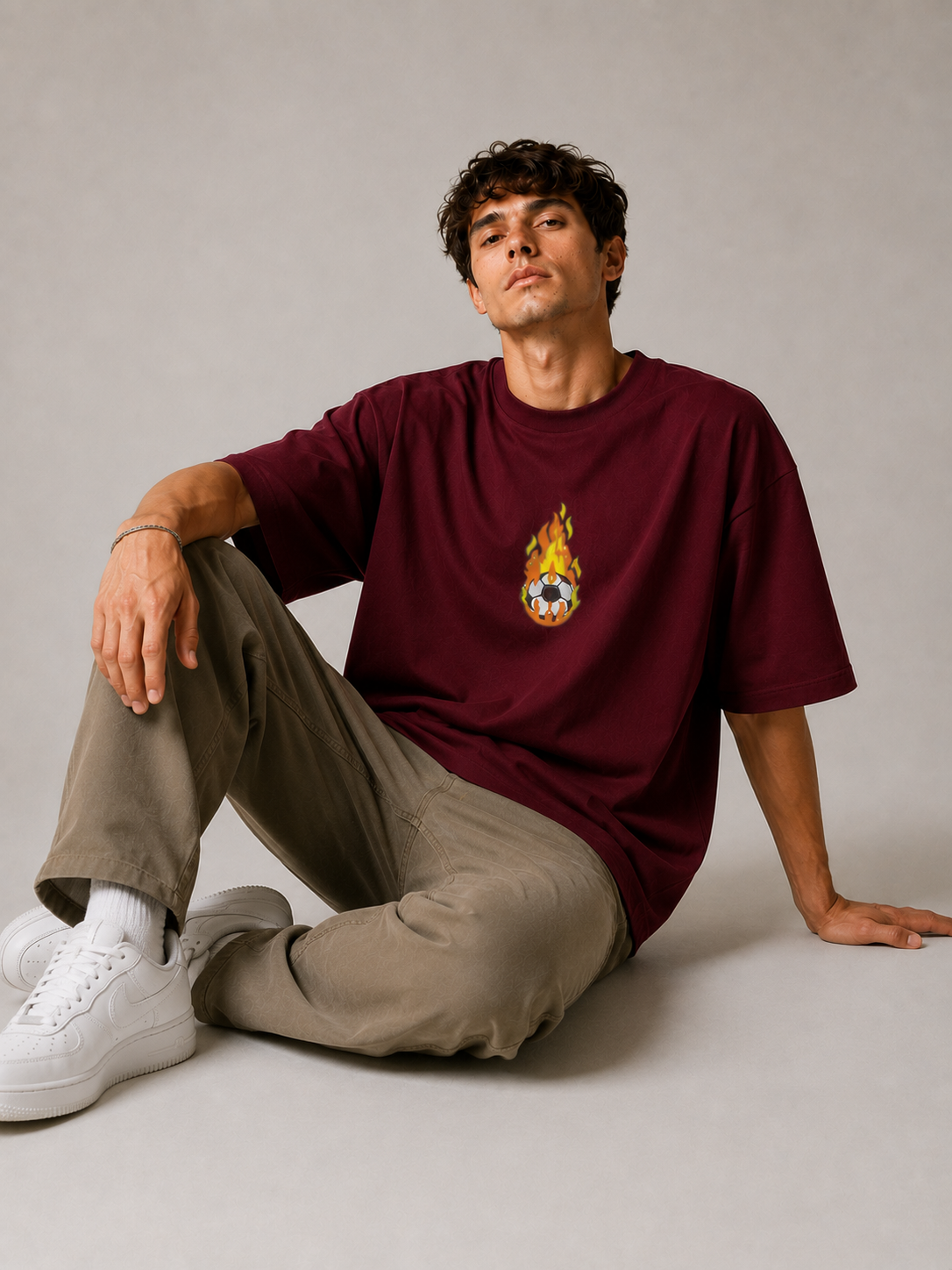 Inferno Kick Embroidered Oversized T-Shirt