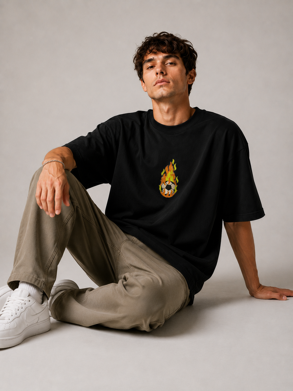 Inferno Kick Embroidered Oversized T-Shirt