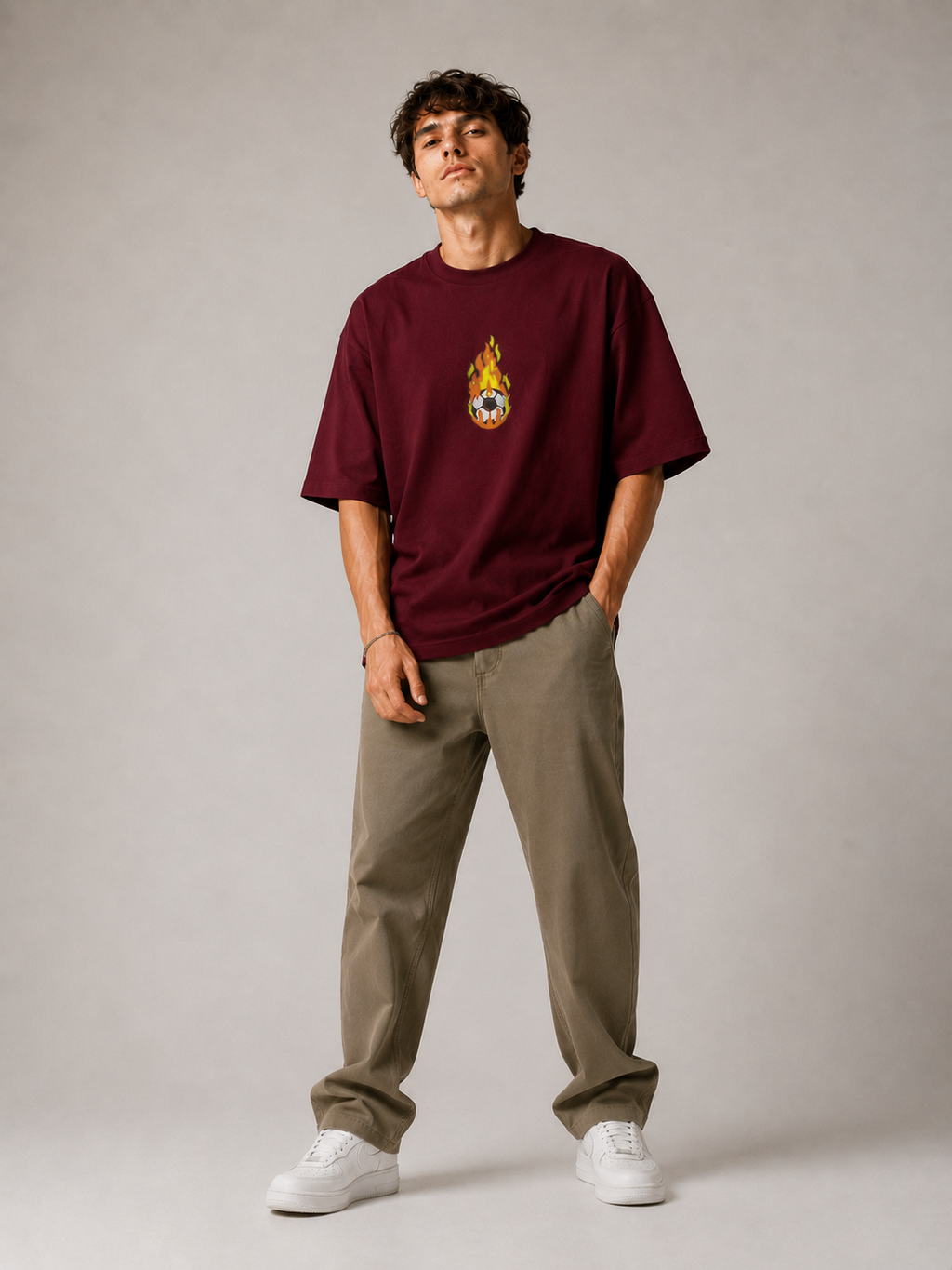 Inferno Kick Embroidered Oversized T-Shirt