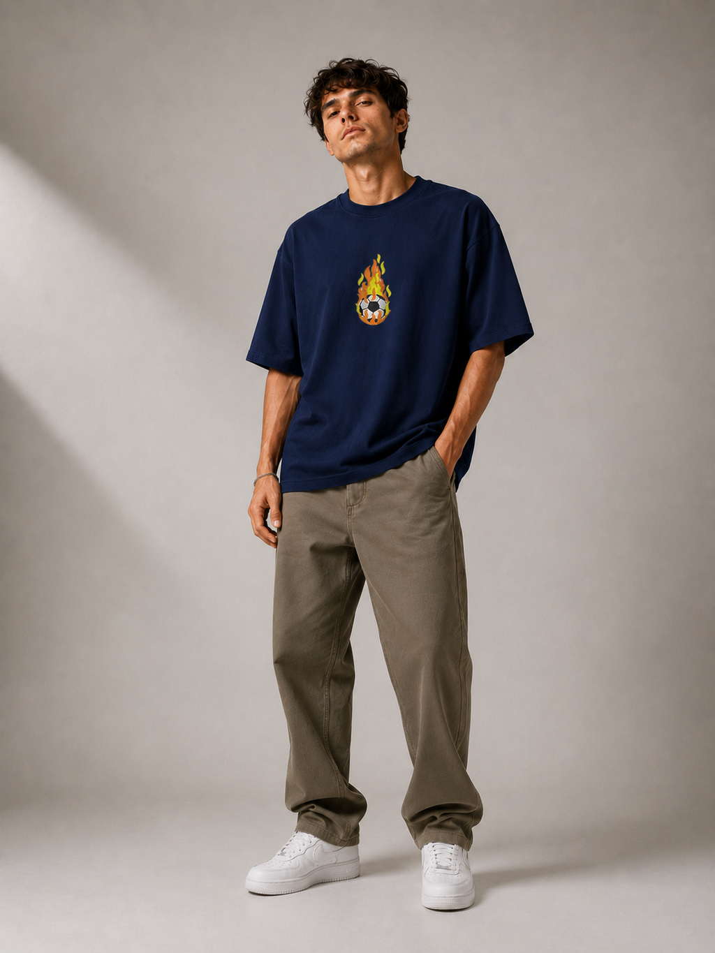 Inferno Kick Embroidered Oversized T-Shirt