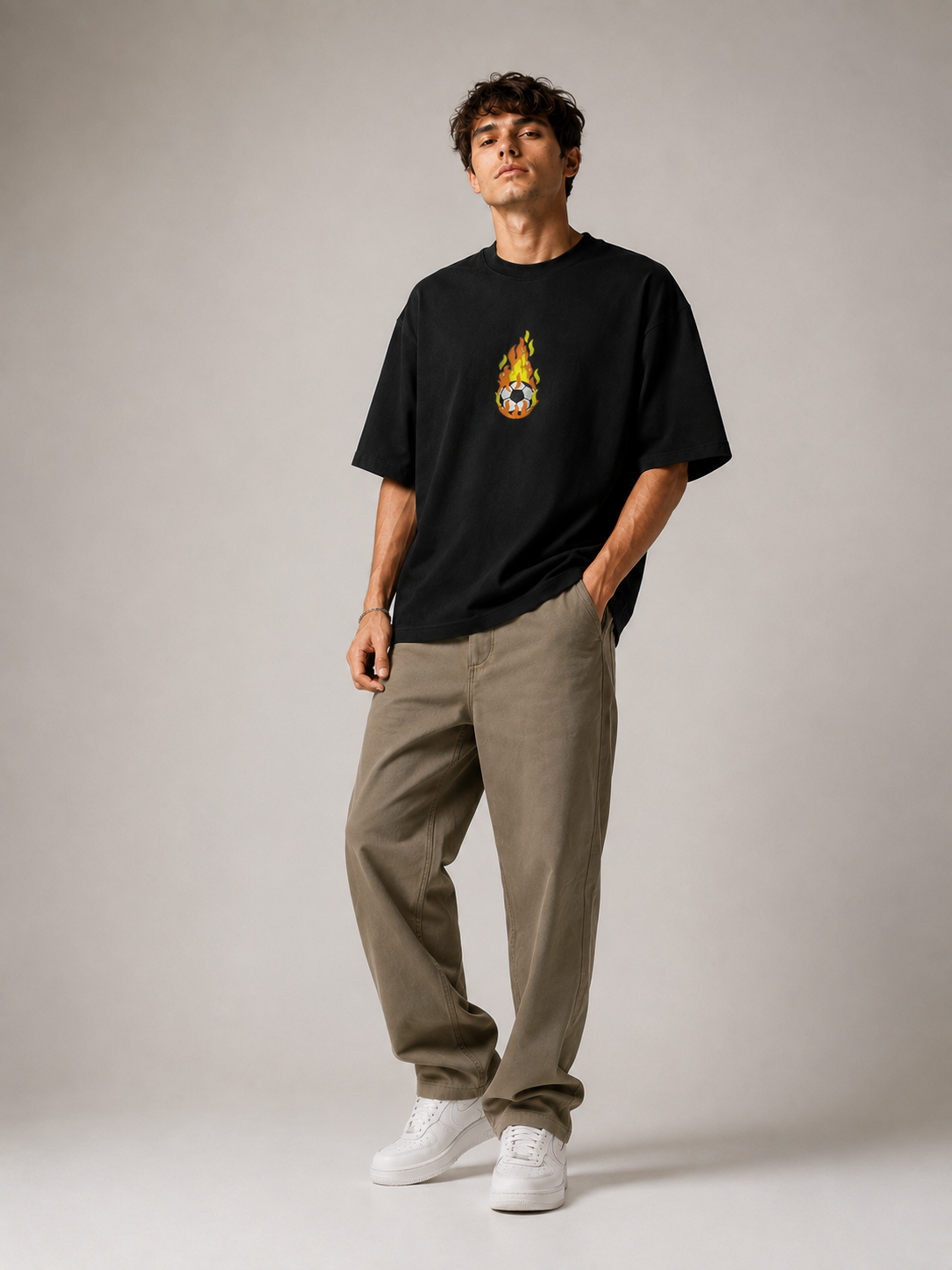 Inferno Kick Embroidered Oversized T-Shirt