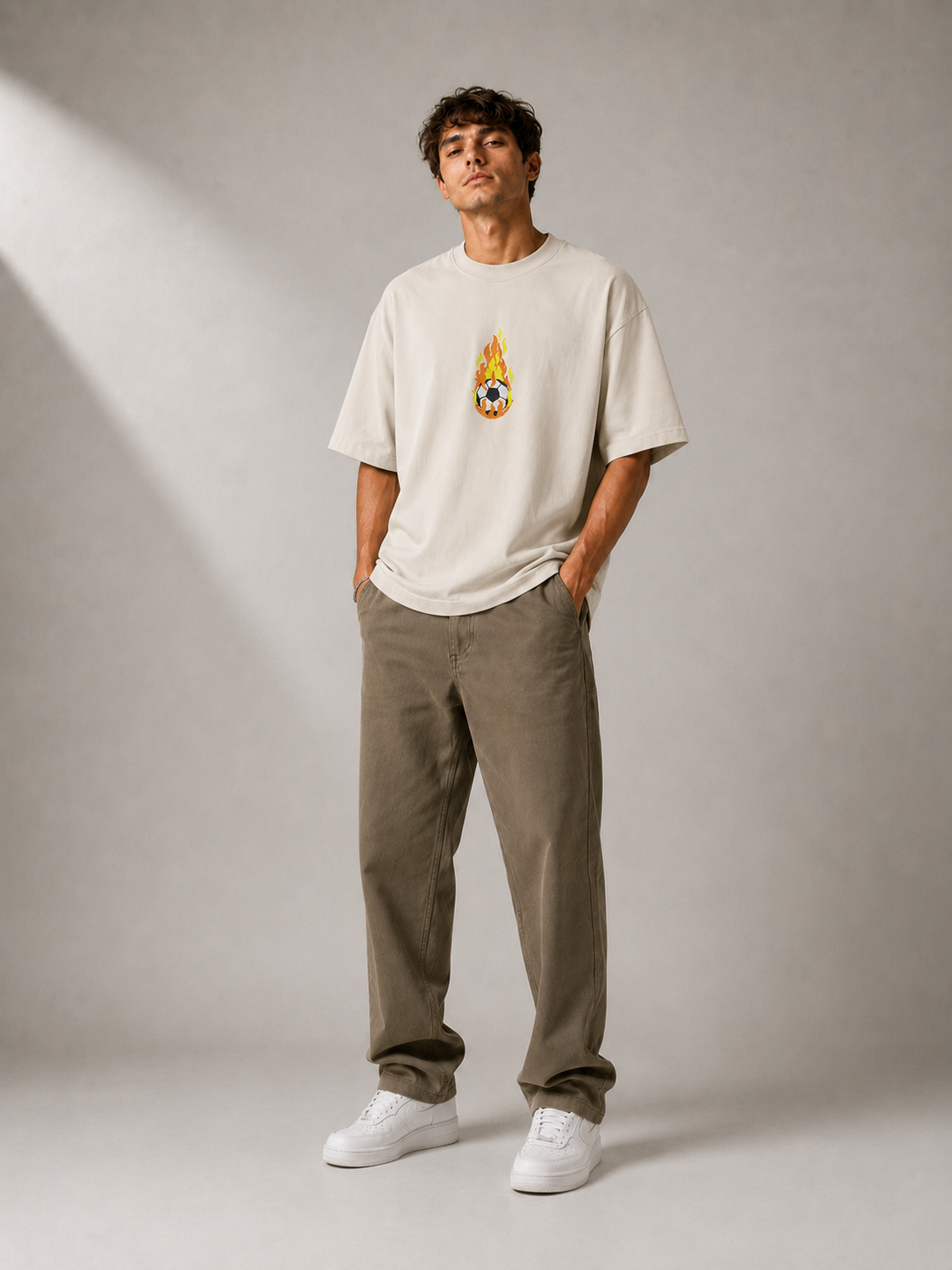 Inferno Kick Embroidered Oversized T-Shirt