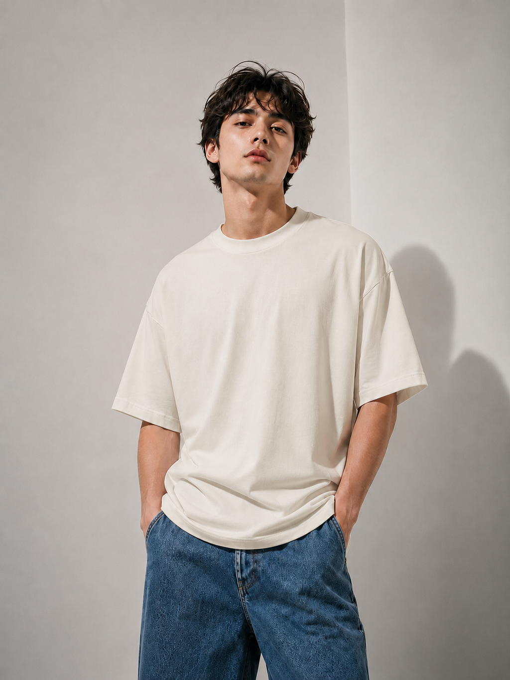 EVERYCLOTHING Signature Off-White Oversized T-Shirt
