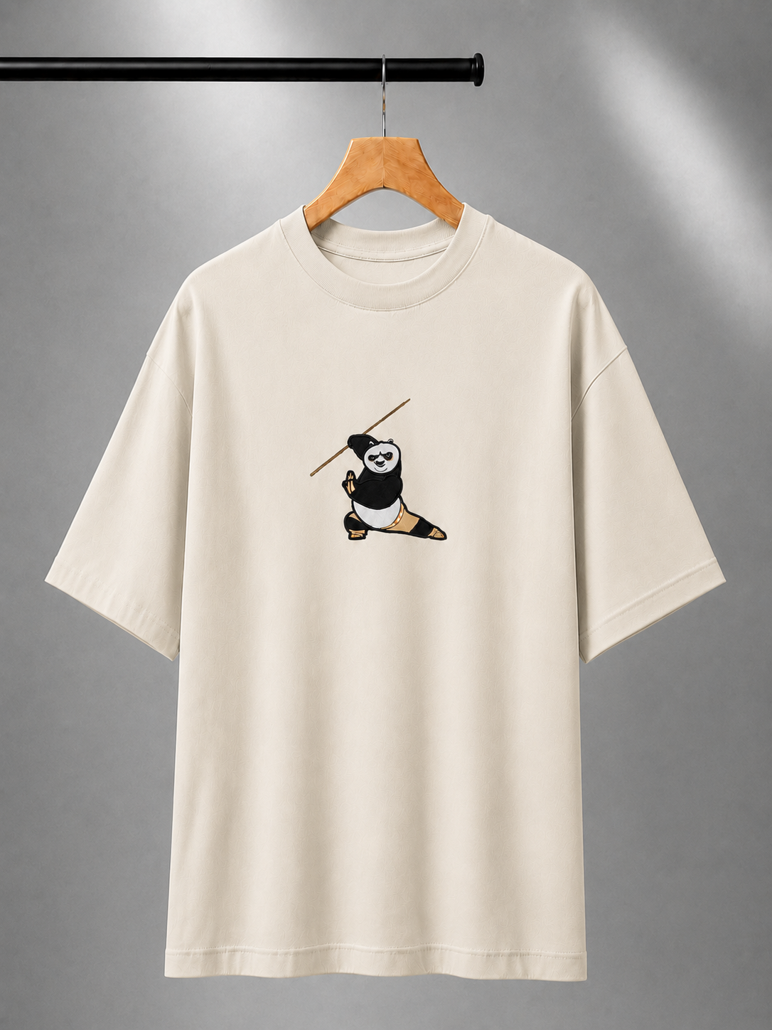 Panda Strike Embroidered Oversized T-Shirt