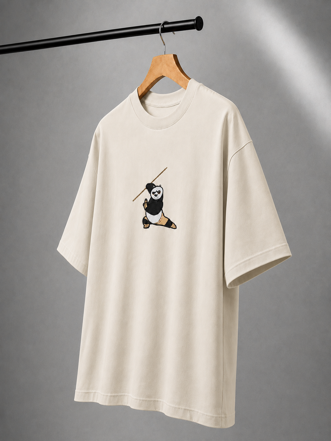 Panda Strike Embroidered Oversized T-Shirt