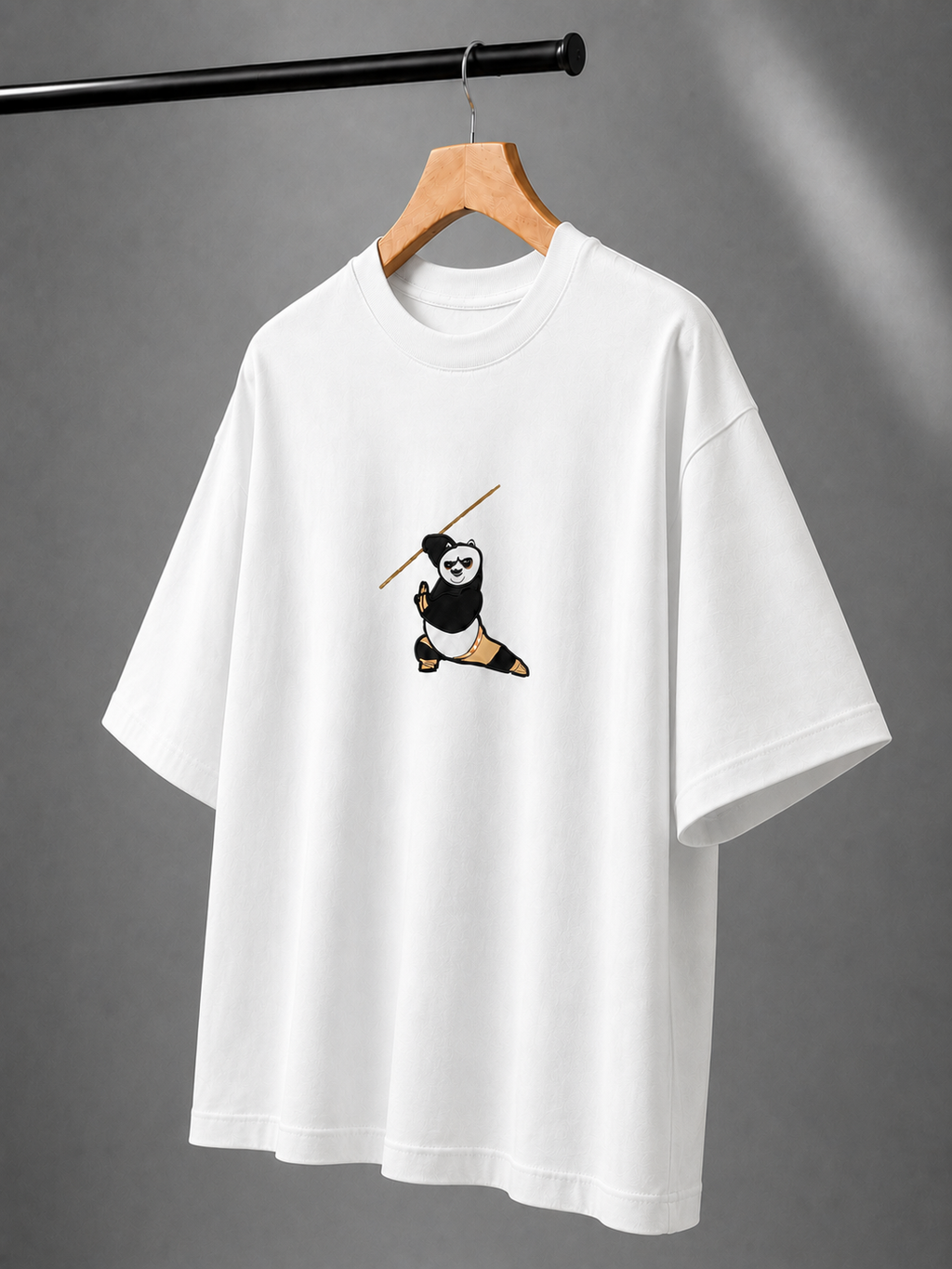 Panda Strike Embroidered Oversized T-Shirt